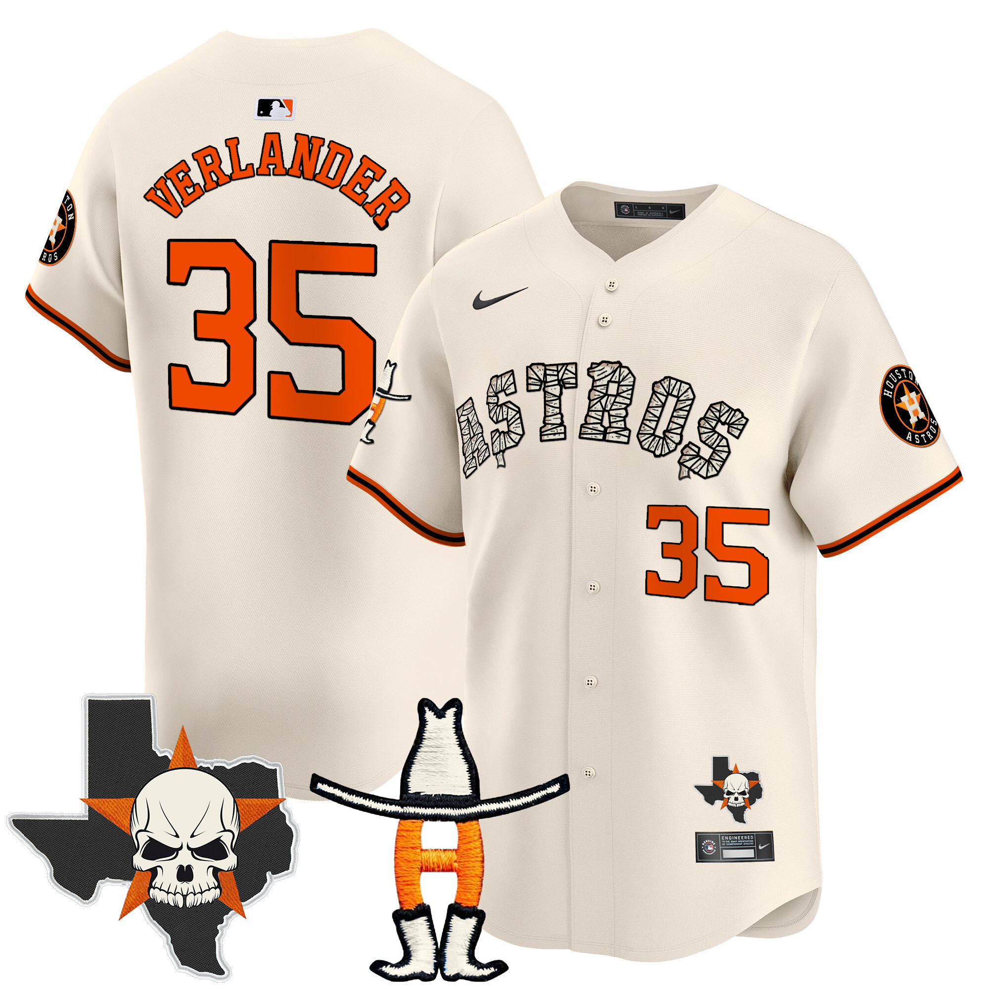 Men's Justin Verlander Houston Astros Halloween Vapor Premier Limited Cream Jersey - All Stitched