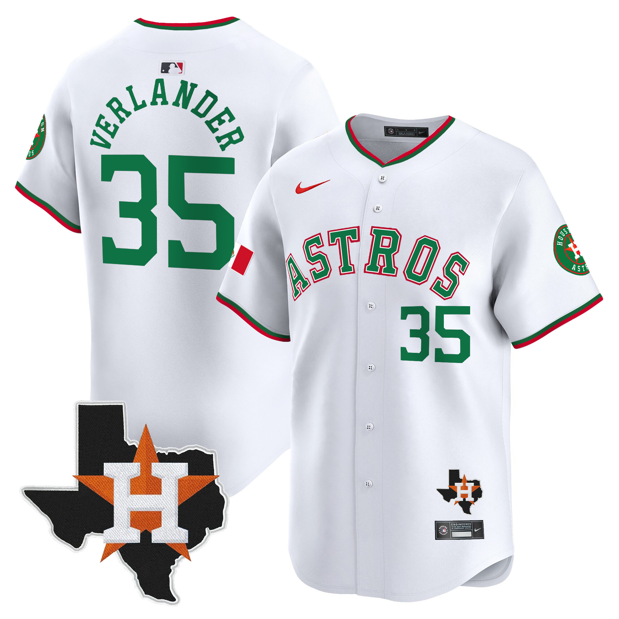 Men's Justin Verlander Houston Astros Mexico Texas Patch Vapor Premier Limited White Jersey V4 - All Stitched