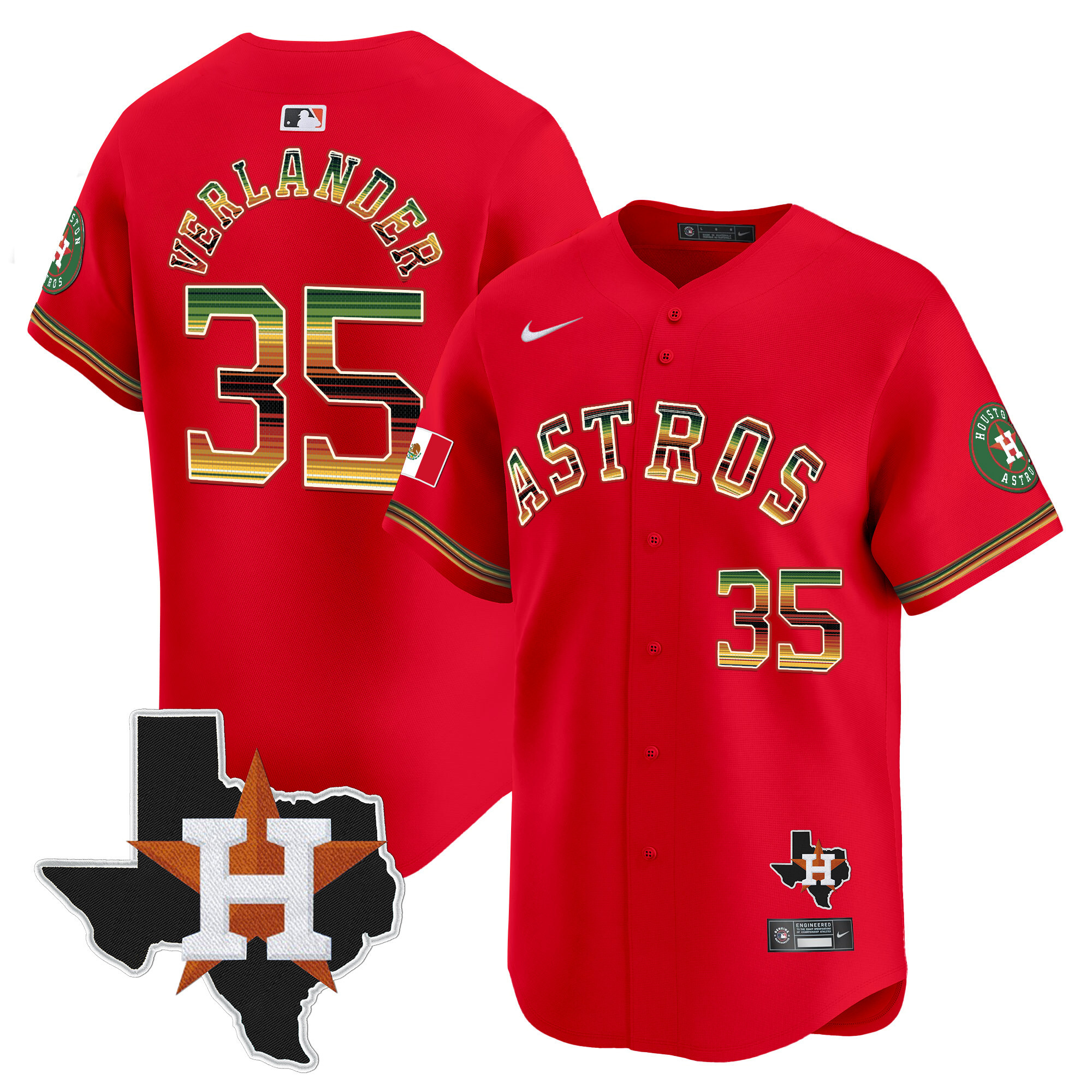 Men's Justin Verlander Houston Astros Mexico Traditional Style Vapor Premier Limited Red Jersey - All Stitched