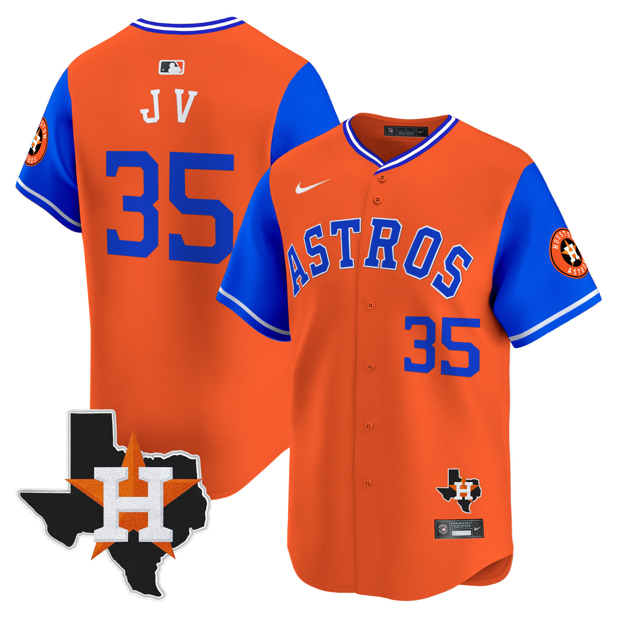 Men's Justin Verlander Houston Astros Nicknames Vapor Premier Limited Royal Orange Jersey - All Stitched