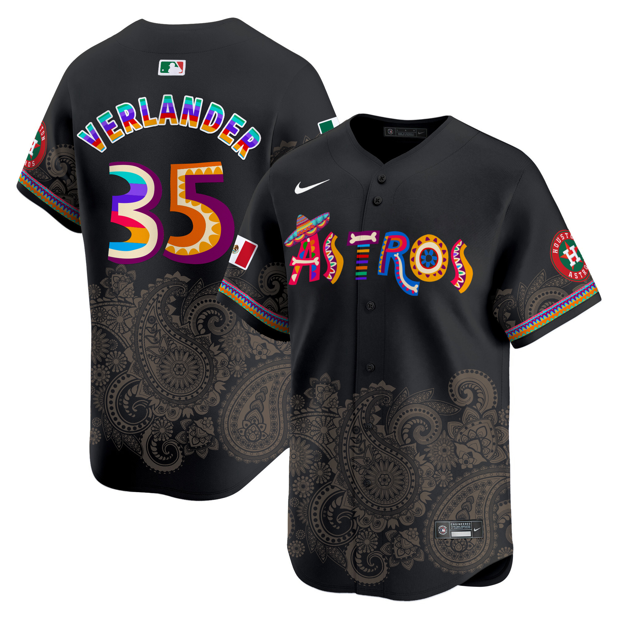 Men's Justin Verlander Houston Astros Paisley Mexico Vapor Premier Limited Black Jersey - Printed