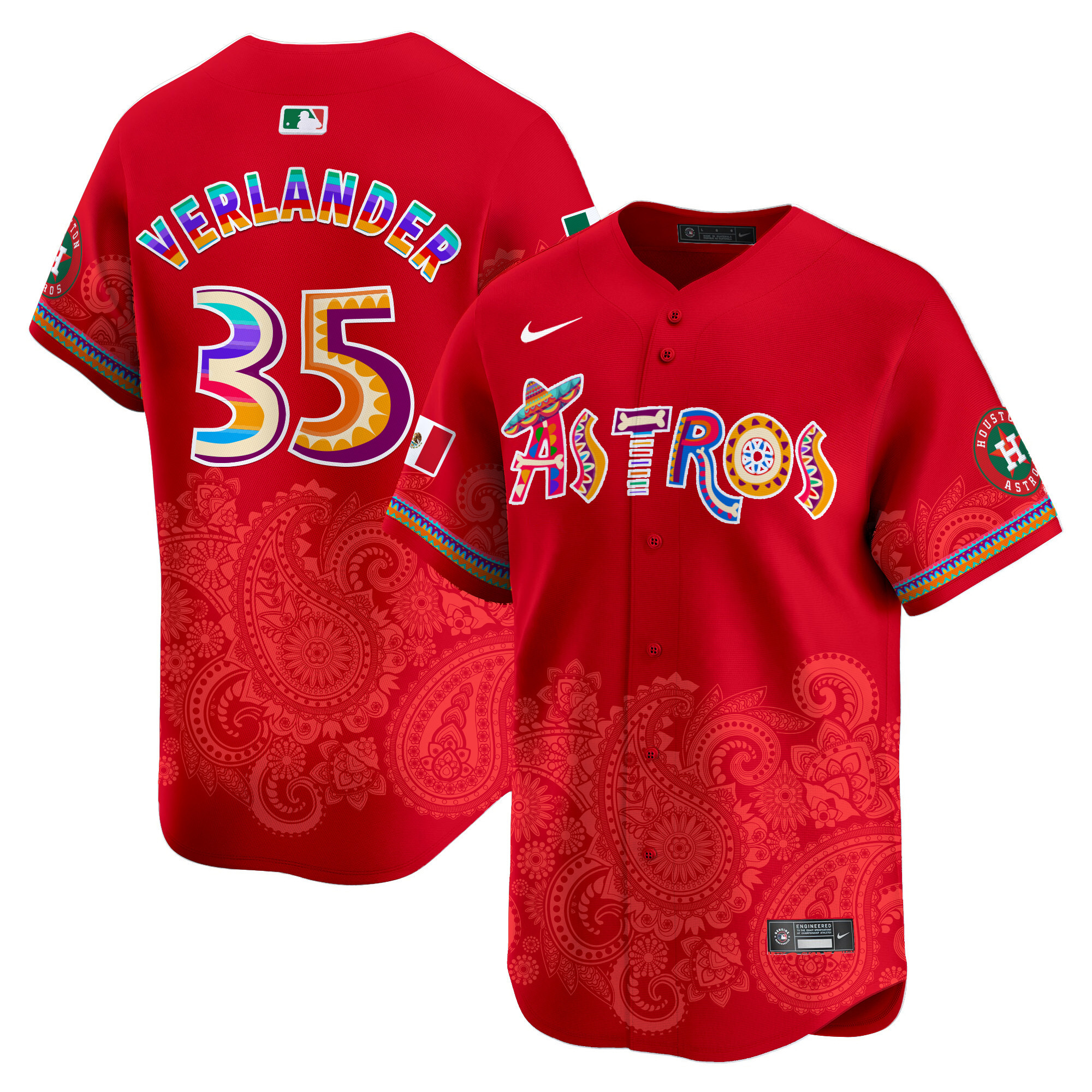 Men's Justin Verlander Houston Astros Paisley Mexico Vapor Premier Limited Red Jersey - Printed