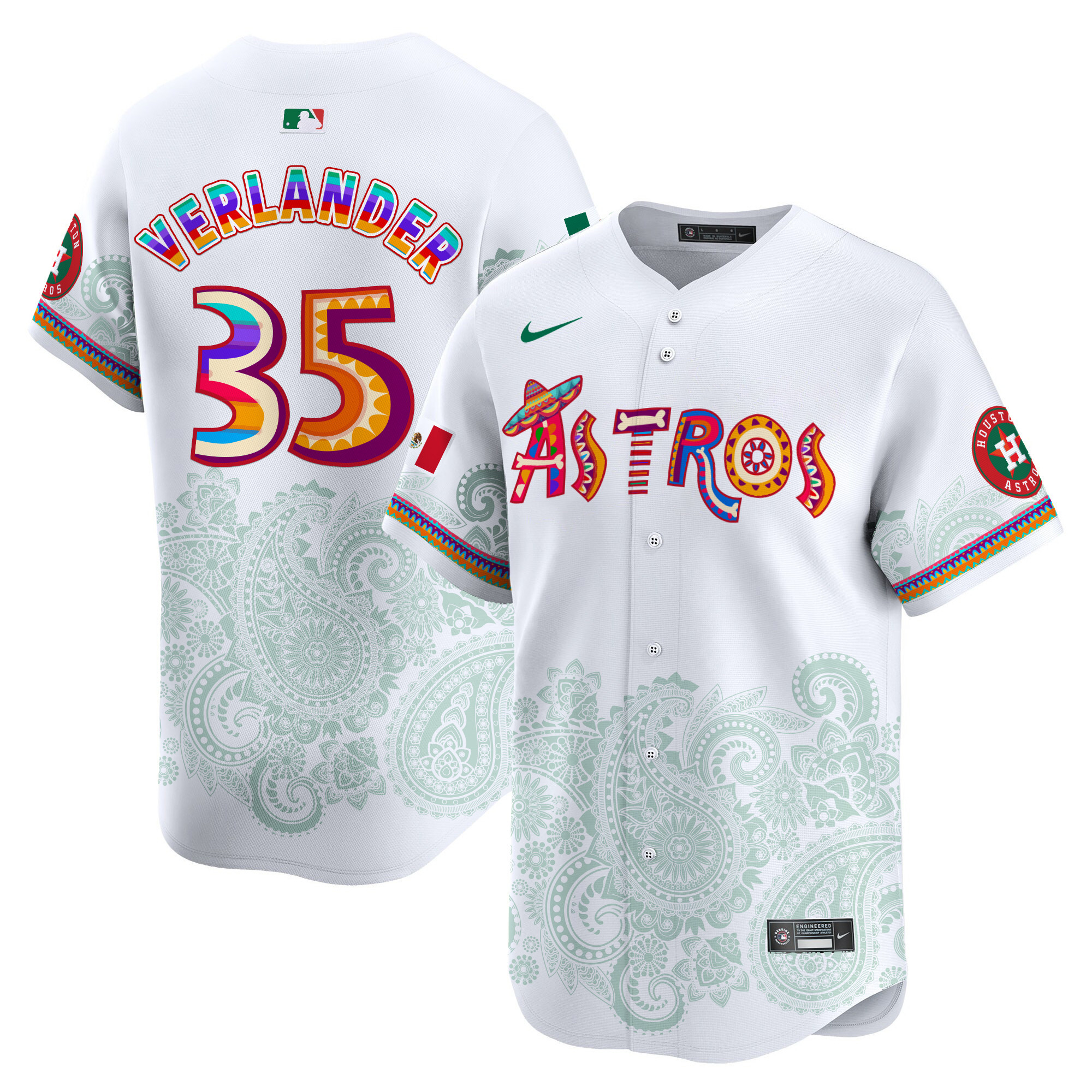 Men's Justin Verlander Houston Astros Paisley Mexico Vapor Premier Limited White Jersey - Printed