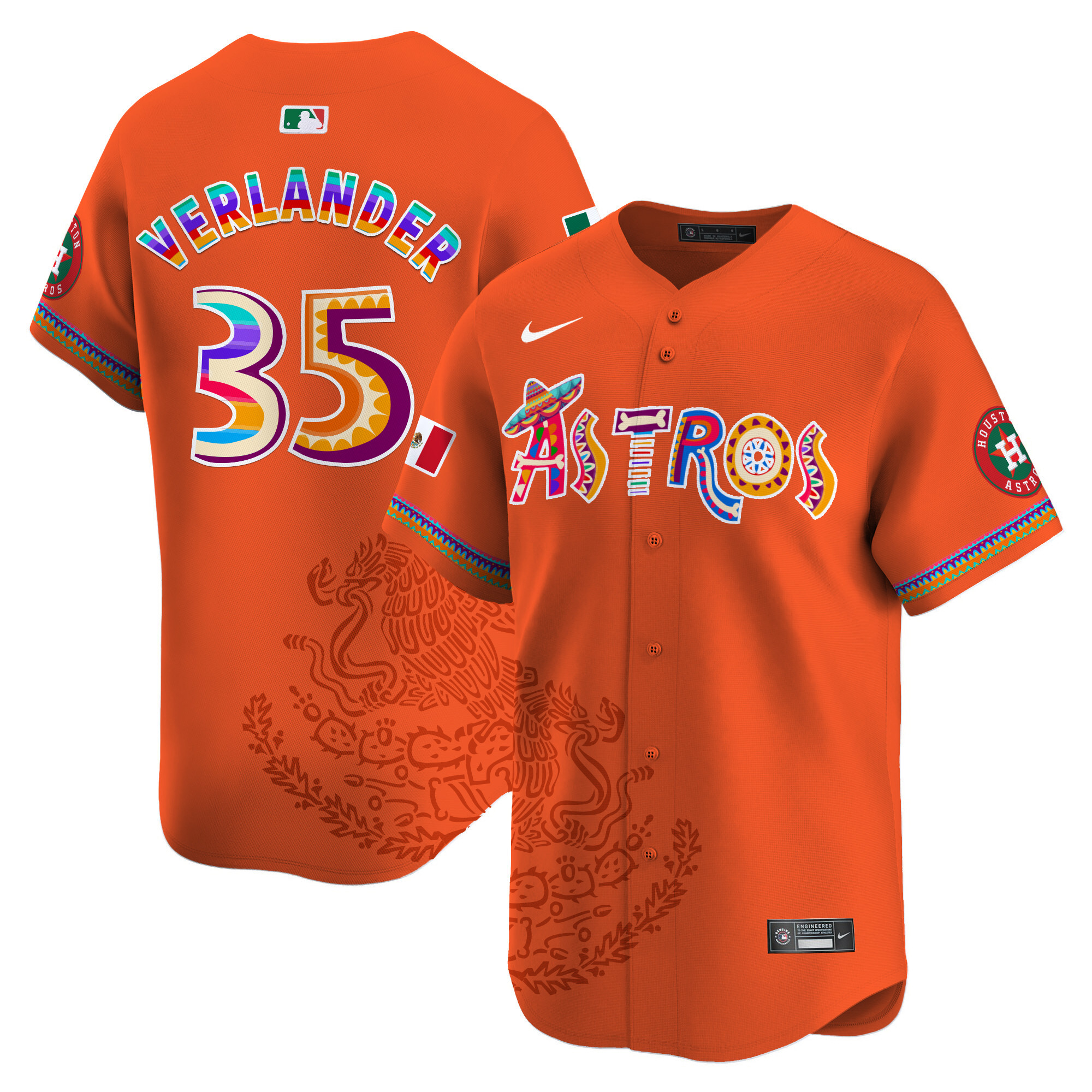Men's Justin Verlander Houston Astros Viva Mexico Heritage Vapor Premier Limited Orange Jersey - Printed