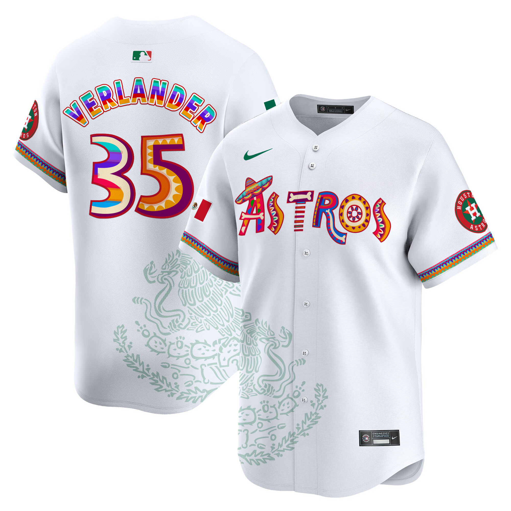 Men's Justin Verlander Houston Astros Viva Mexico Heritage Vapor Premier Limited White Jersey - Printed
