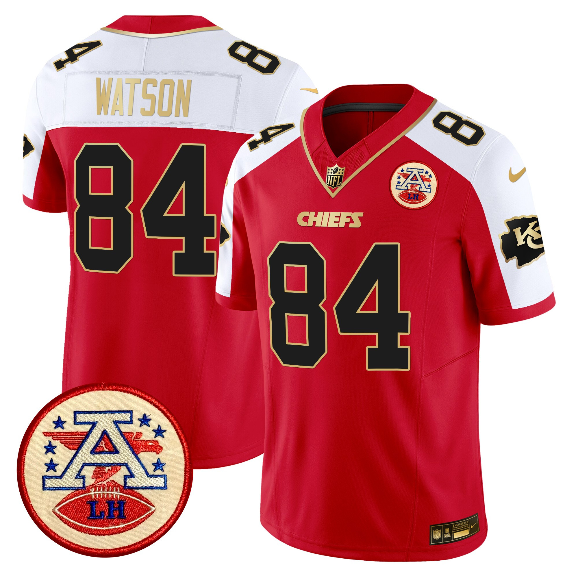 Men's Justin Watson Kansas City Chiefs 2024 Lamar Hunt Patch Vapor Limited Red Alternate Jersey - All Stitched