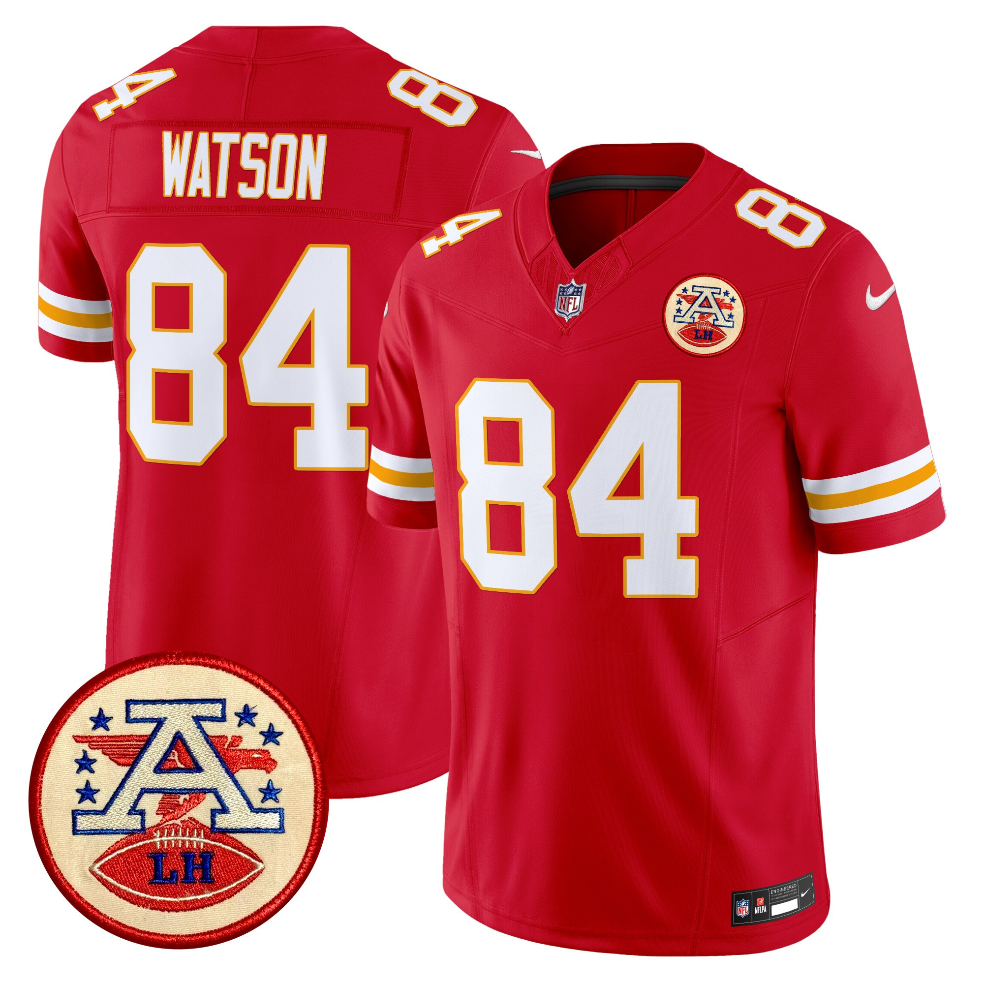 Men's Justin Watson Kansas City Chiefs 2024 Lamar Hunt Patch Vapor Limited Red Jersey - All Stitched