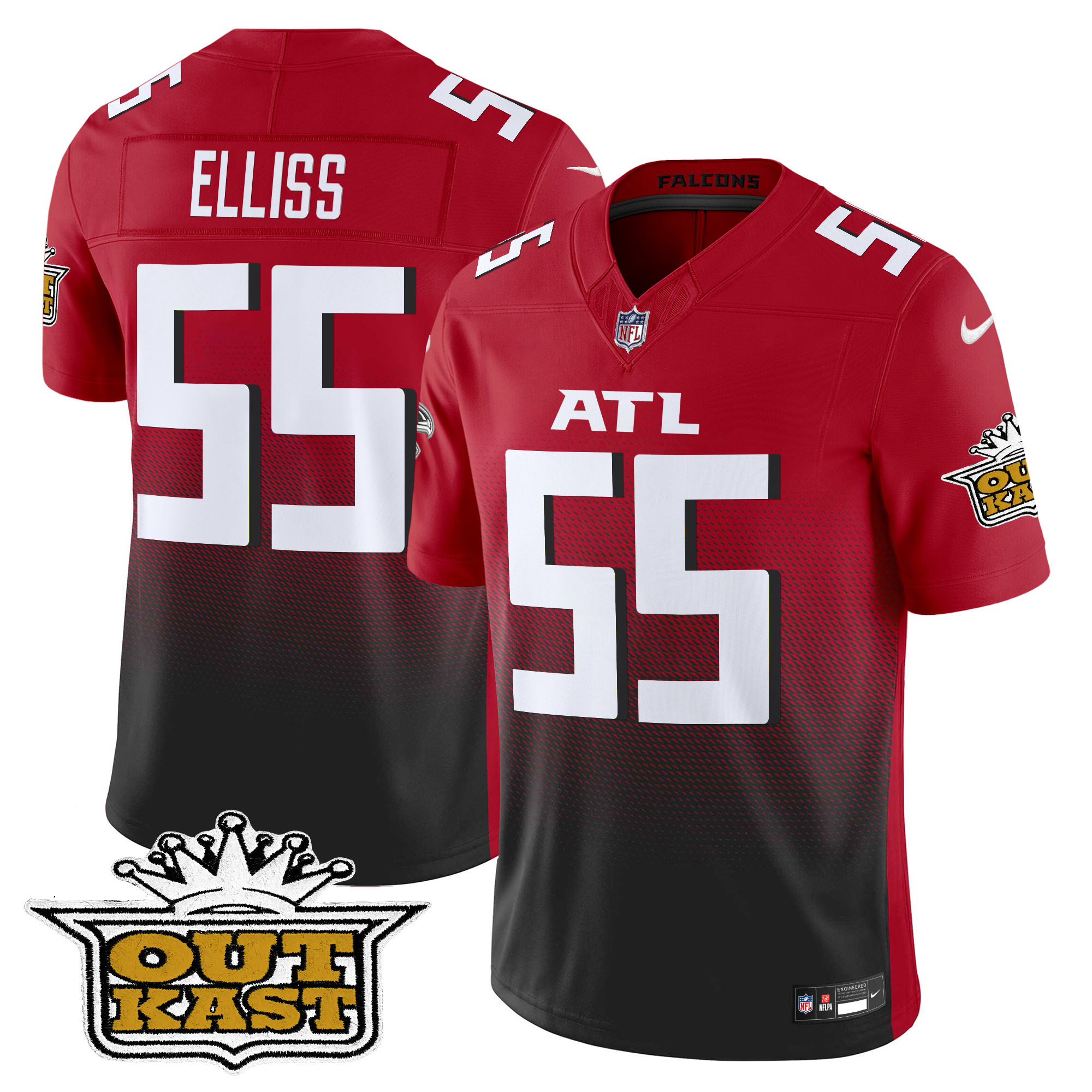 Men's Kaden Elliss Outkast x Atlanta Falcons 2024 Vapor Limited Red Jersey - All Stitched