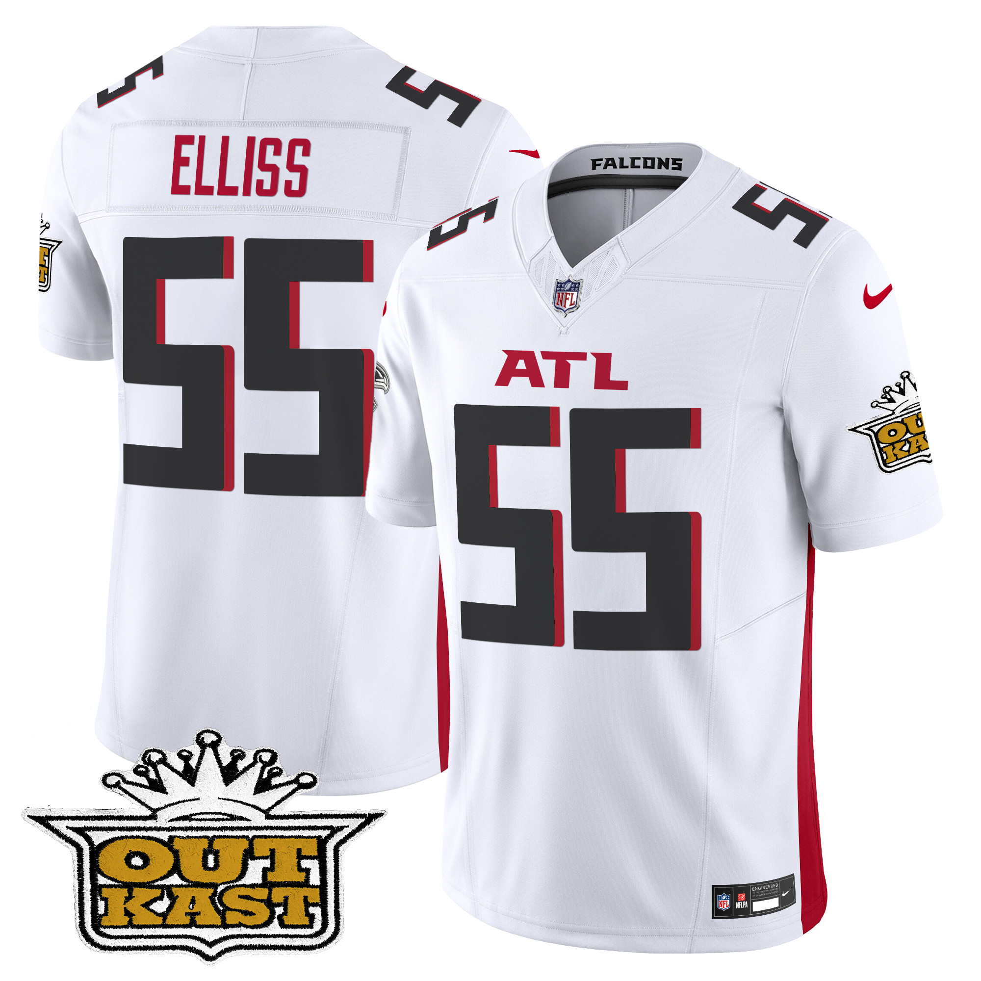 Men's Kaden Elliss Outkast x Atlanta Falcons 2024 Vapor Limited White Jersey - All Stitched