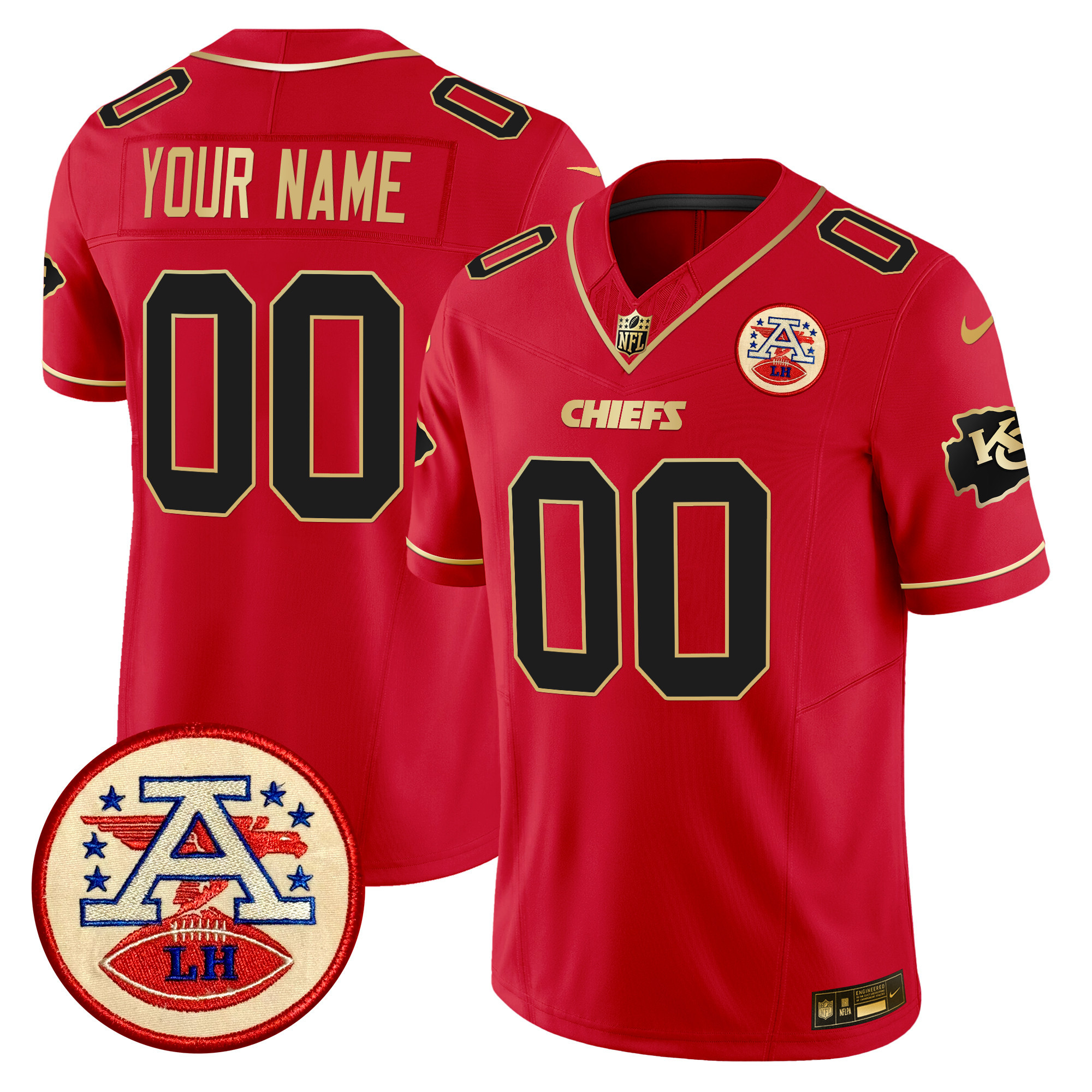 Men's Kansas City Chiefs 2024 Lamar Hunt Patch Vapor Limited Custom Red Special Jersey - All Stitched
