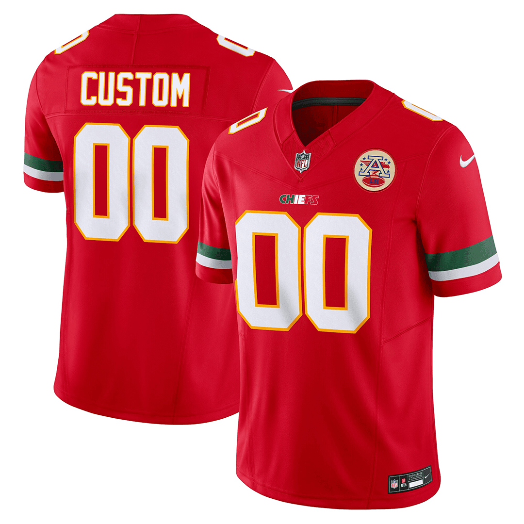 Men's Kansas City Chiefs Mexico Edition Vapor Limited Custom Red Jersey - All Stitched