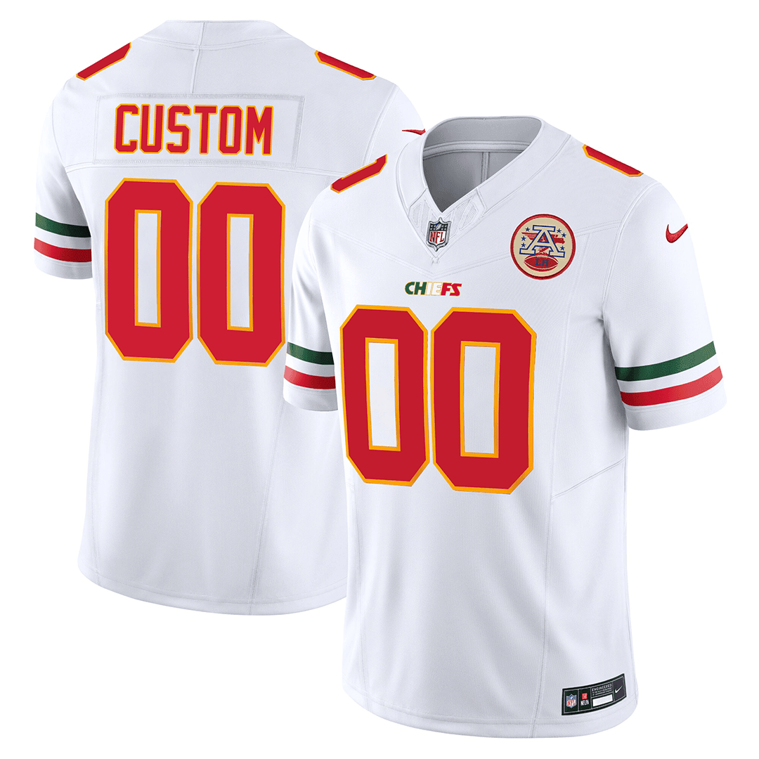 Men's Kansas City Chiefs Mexico Edition Vapor Limited Custom White Jersey - All Stitched
