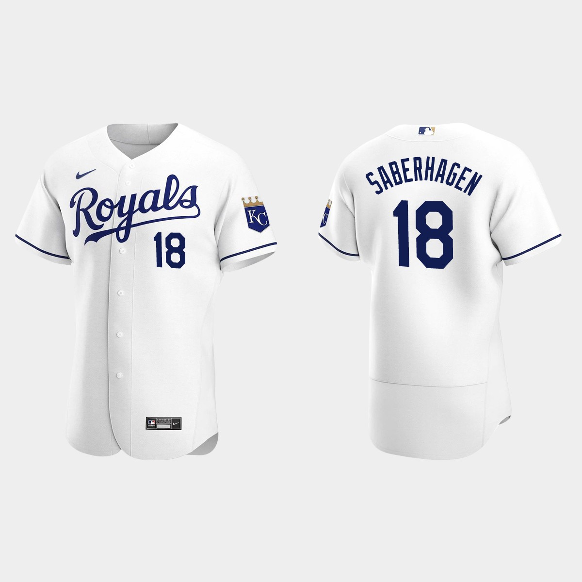 Men's Kansas City Royals Bret Saberhagen White Retired Player Jersey