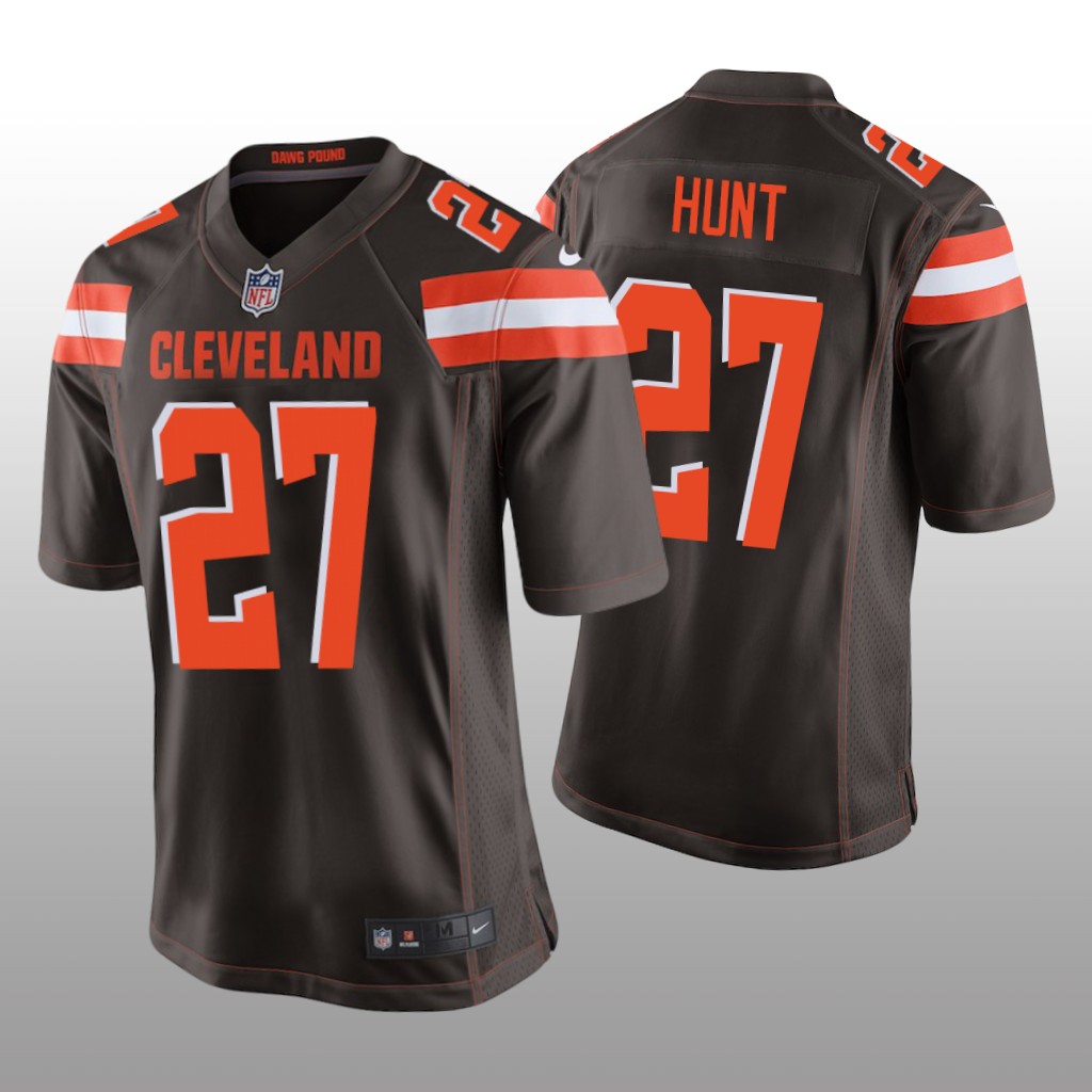 Men's Kareem Hunt #27 Cleveland Browns Brown Game Jersey