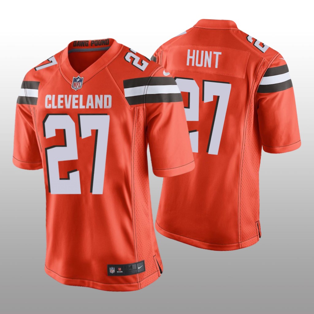 Men's Kareem Hunt #27 Cleveland Browns Orange Game Jersey