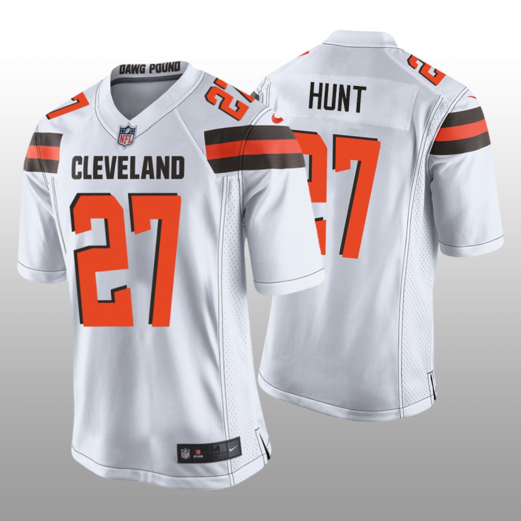 Men's Kareem Hunt #27 Cleveland Browns White Game Jersey
