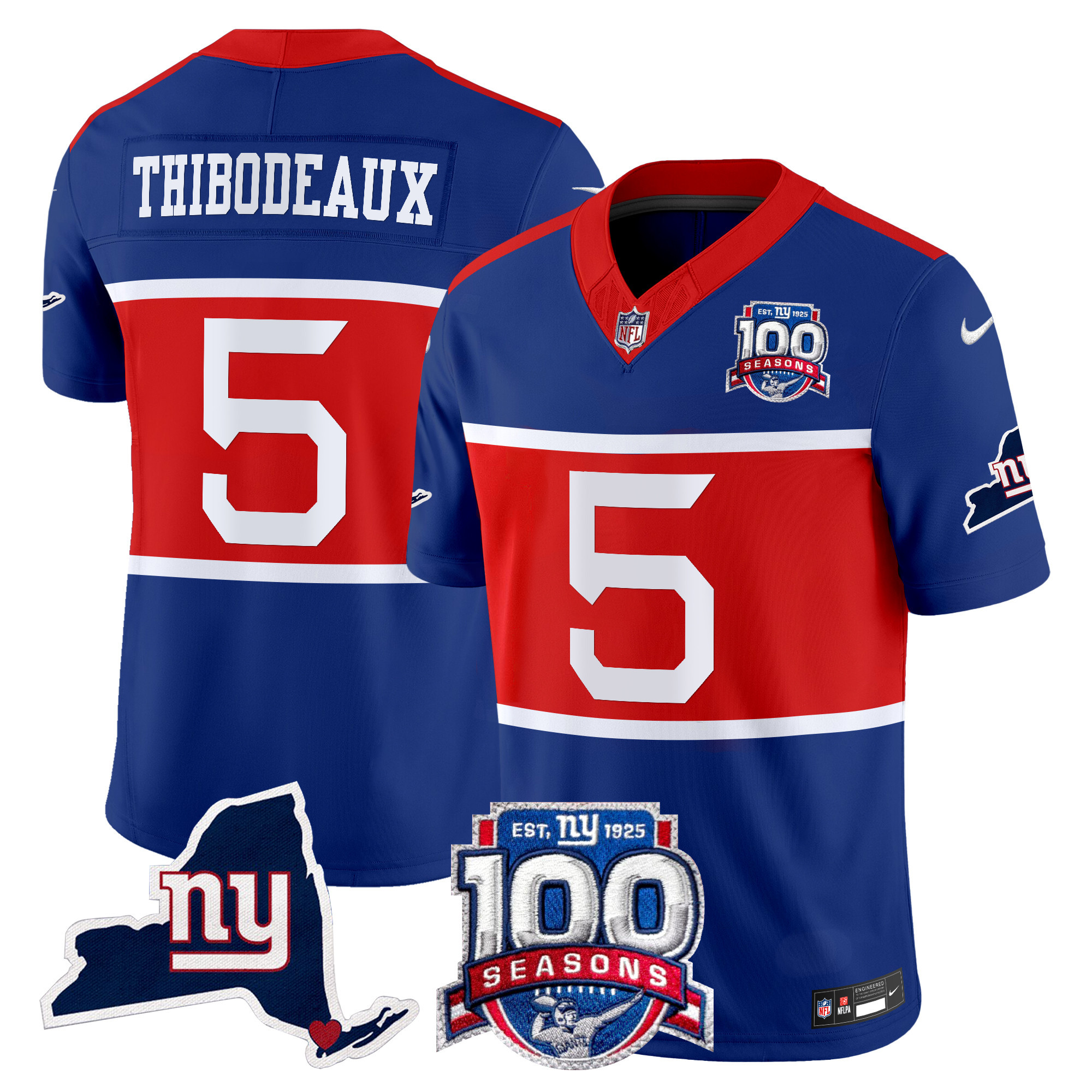 Men's Kayvon Thibodeaux New York Giants 'Century Red' 100th Commemorative Vapor Royal Jersey V2 - All Stitched