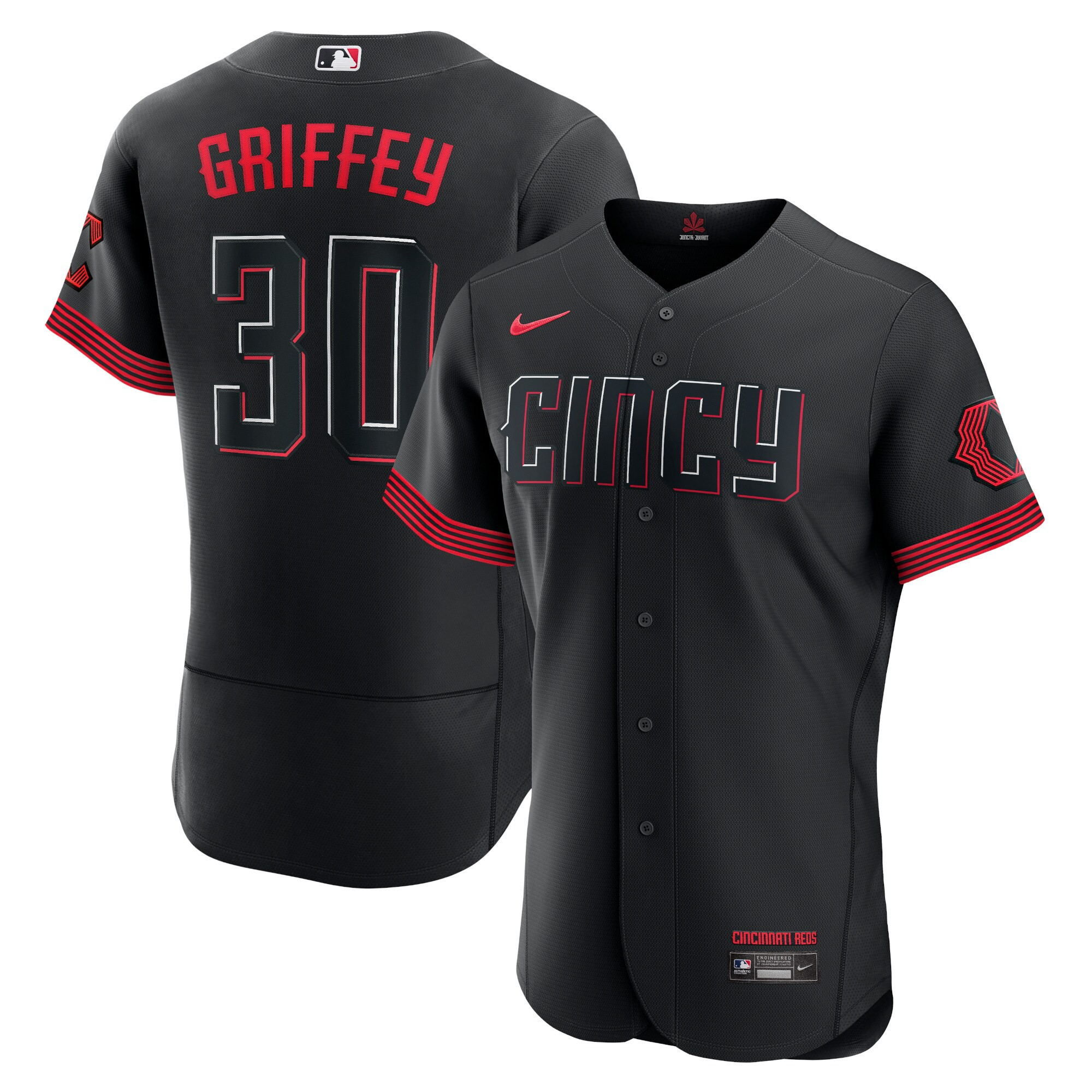 Men's Ken Griffey Jr. Cincinnati Reds Black 2023 City Connect Flex Base Jersey - All Stitched