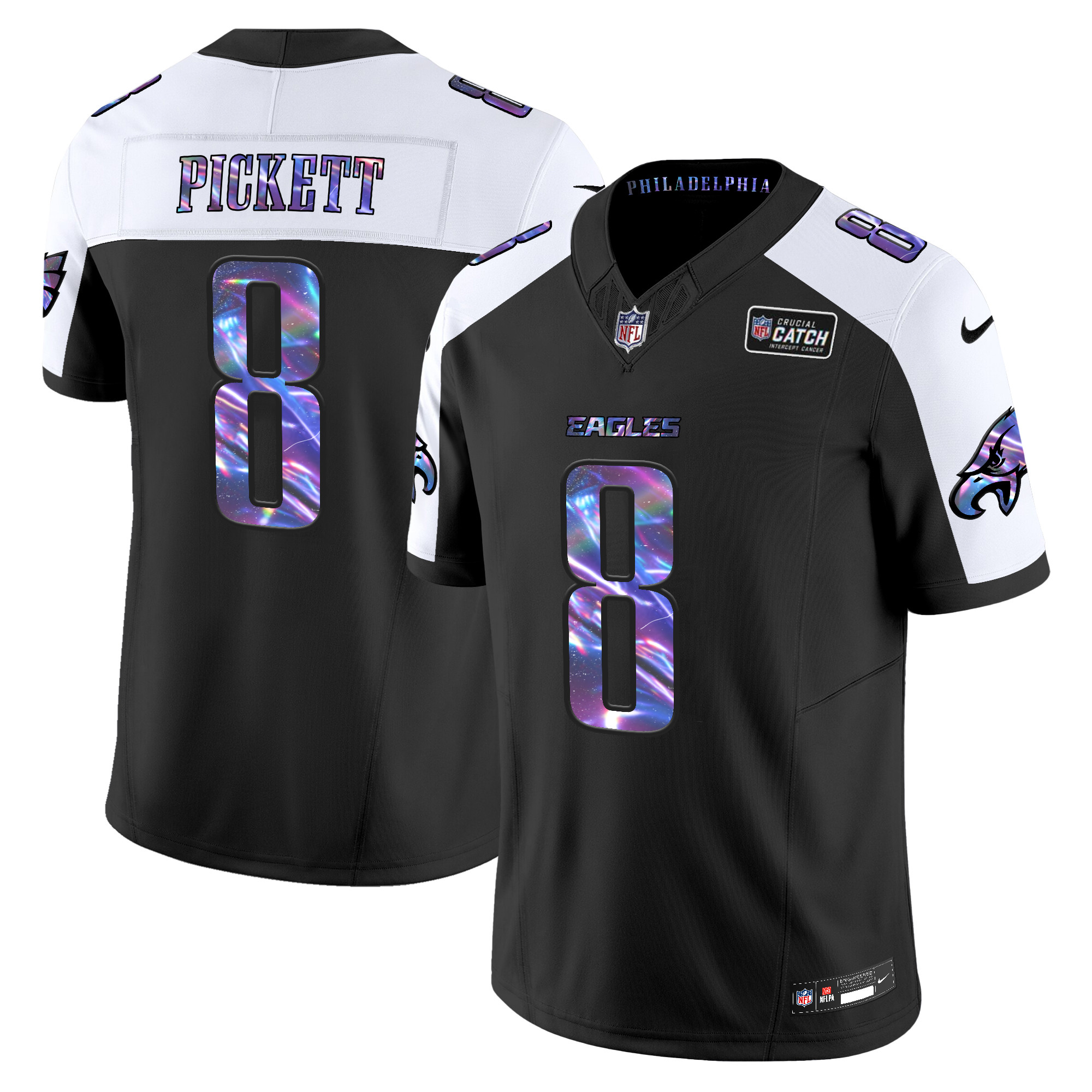 Men's Kenny Pickett Philadelphia Eagles 2024 Crucial Catch Vapor Limited Black Alternate Jersey - All Stitched