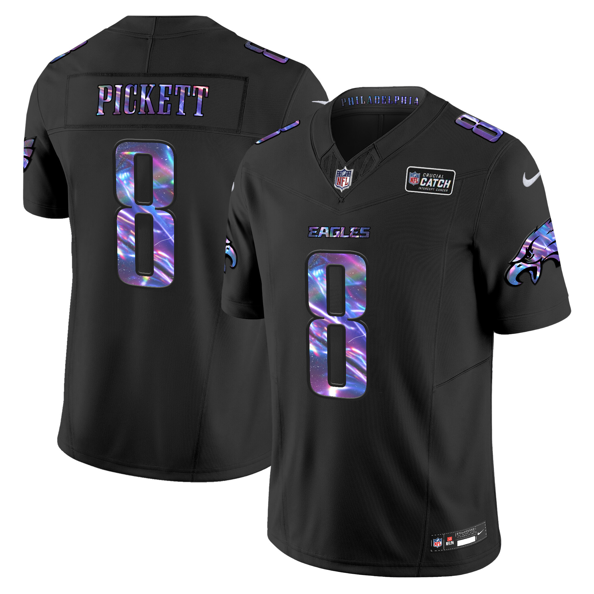 Men's Kenny Pickett Philadelphia Eagles 2024 Crucial Catch Vapor Limited Black Jersey - All Stitched