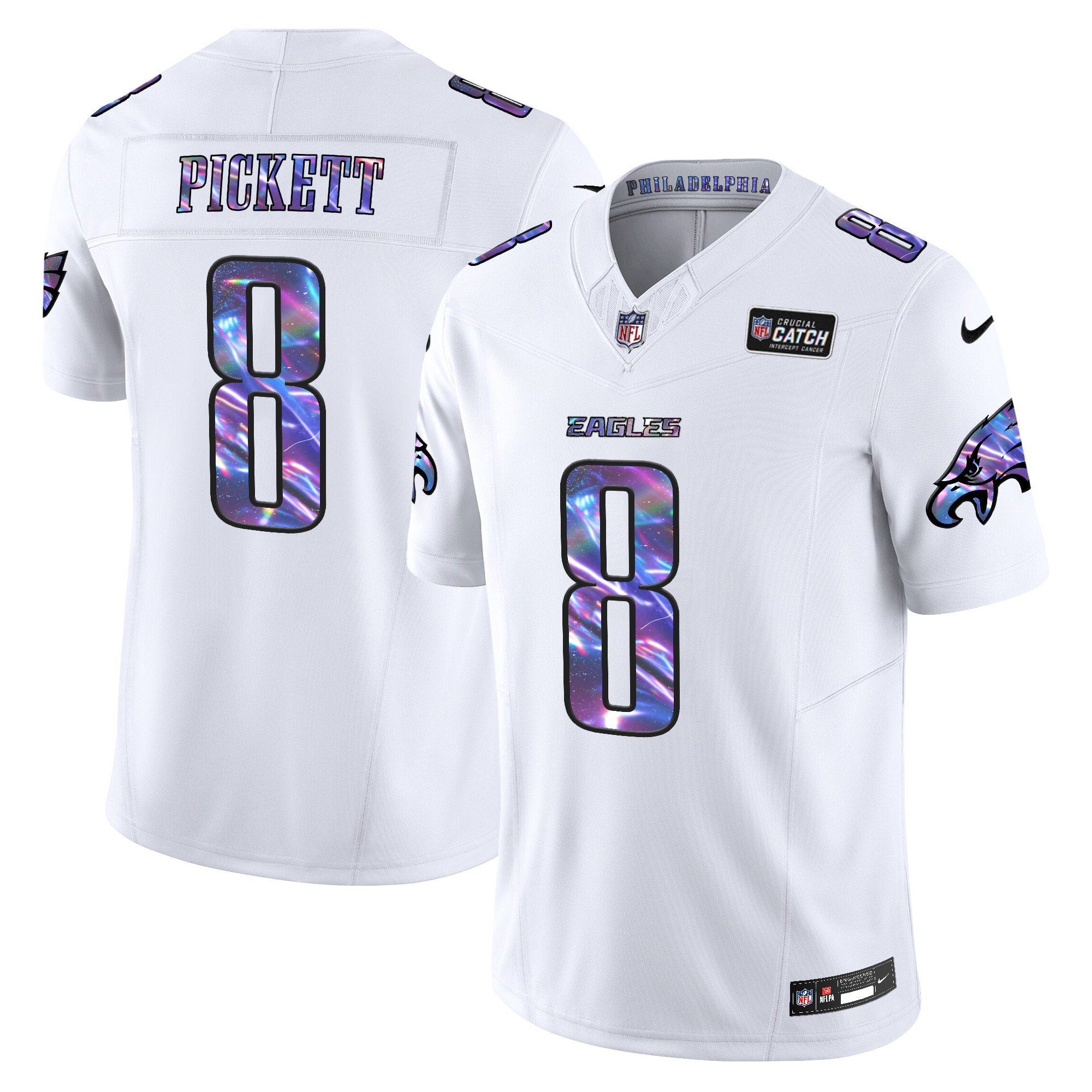 Men's Kenny Pickett Philadelphia Eagles 2024 Crucial Catch Vapor Limited White Jersey - All Stitched