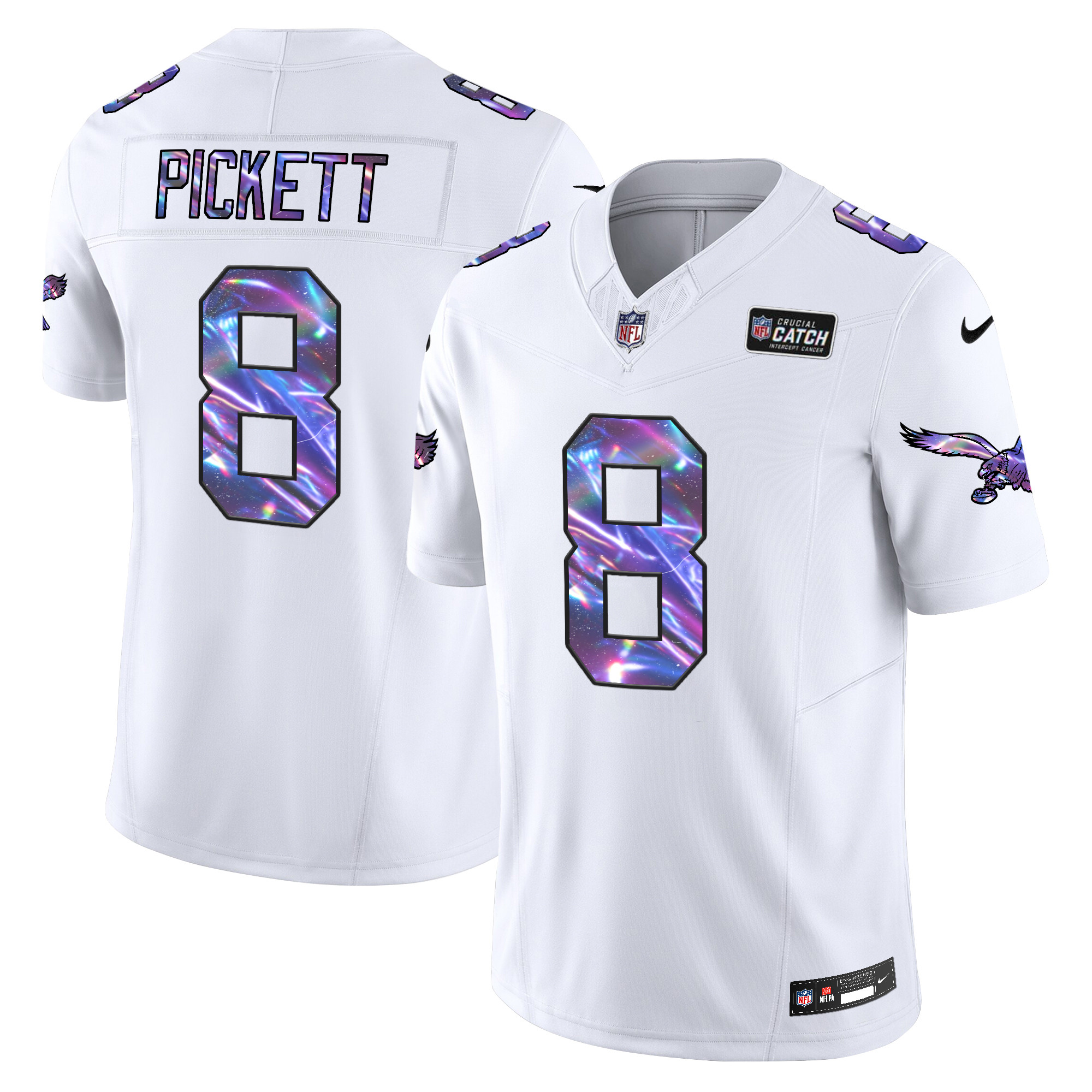 Men's Kenny Pickett Philadelphia Eagles 2024 Crucial Catch Vapor Limited White Jersey - All Stitched