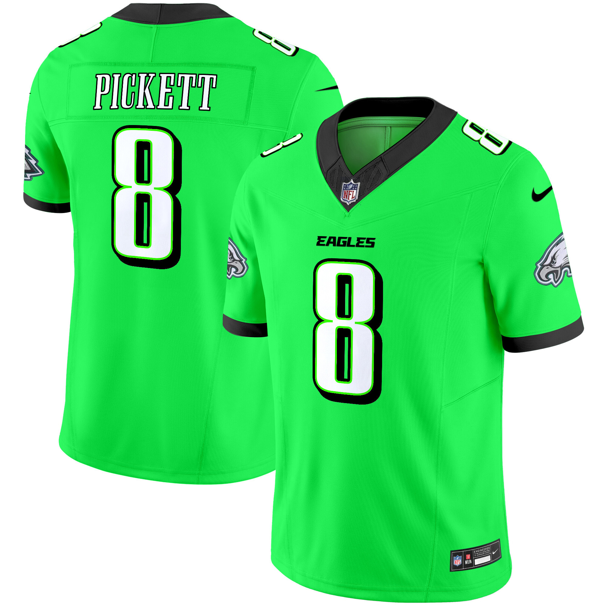 Men's Kenny Pickett Philadelphia Eagles 2024 Practice Vapor Limited Green Neon Jersey - All Stitched