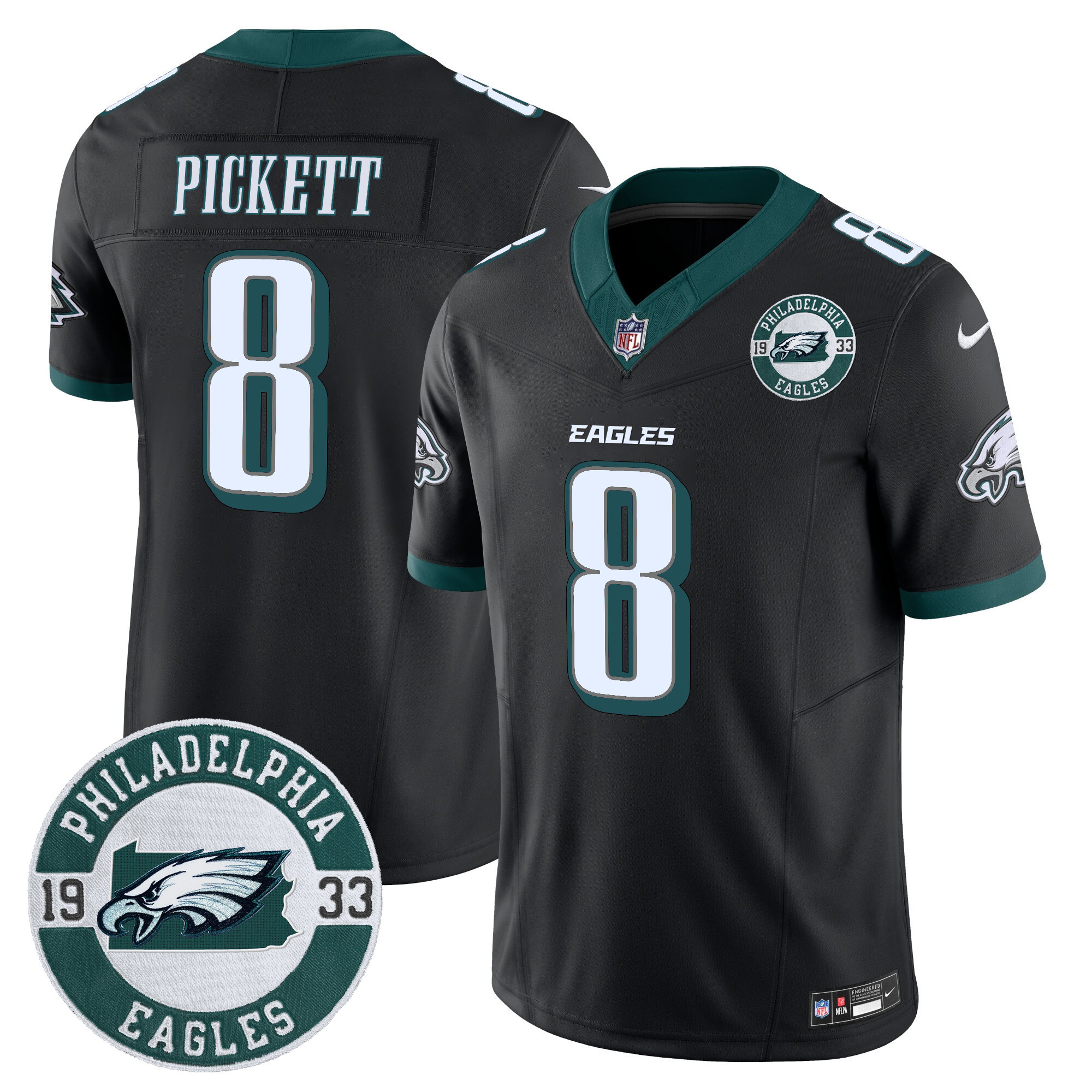 Men's Kenny Pickett Philadelphia Eagles 2024 Vapor Limited Black Jersey - All Stitched