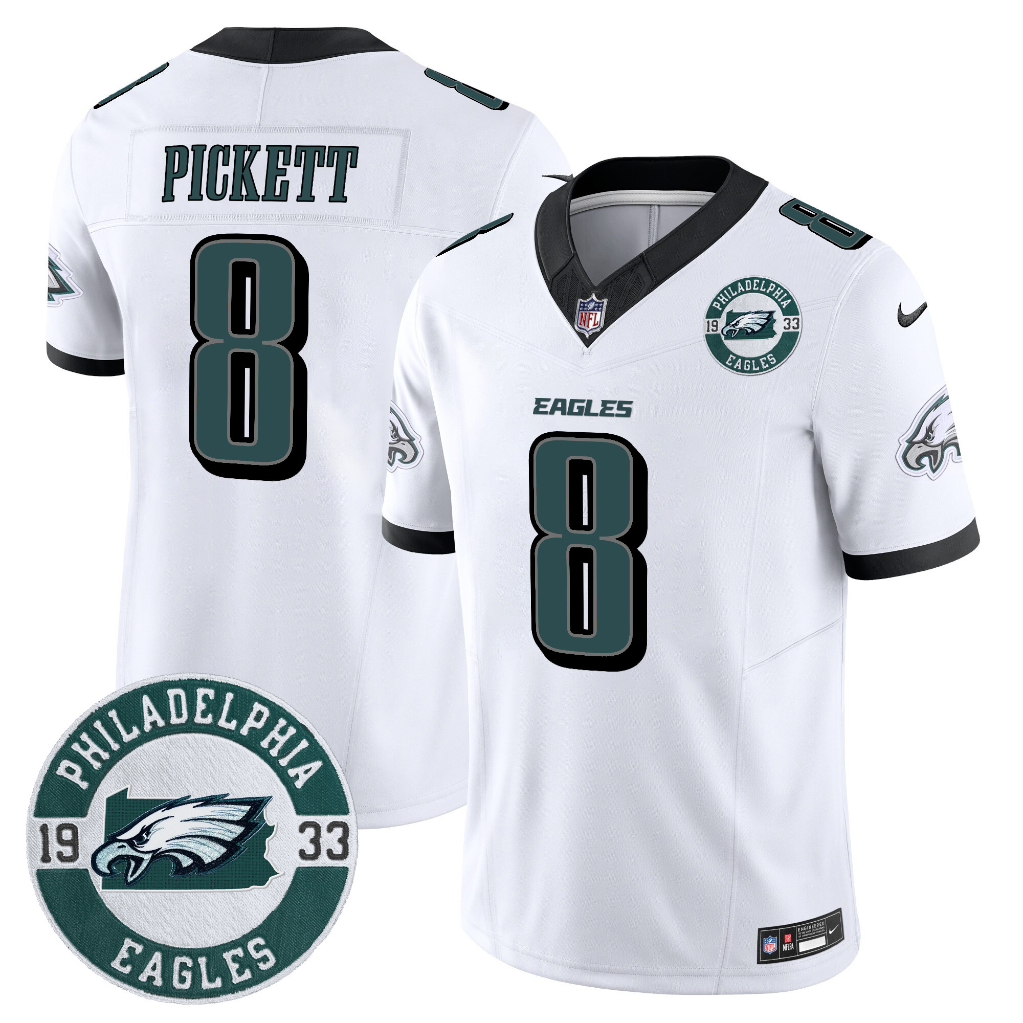 Men's Kenny Pickett Philadelphia Eagles 2024 Vapor Limited White Jersey - All Stitched