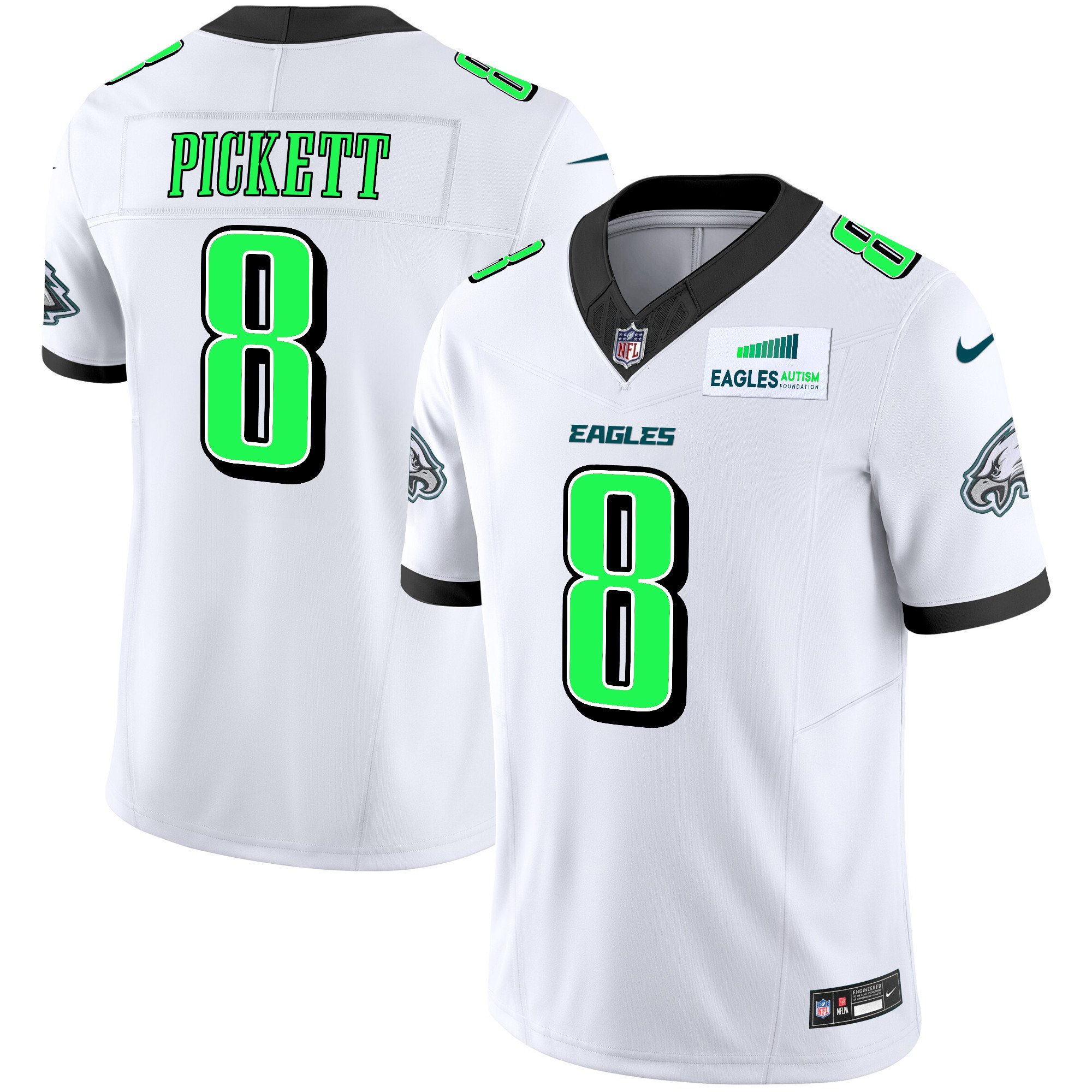 Men's Kenny Pickett Philadelphia Eagles Autism Foundation Patch Vapor Limited White Jersey - All Stitched