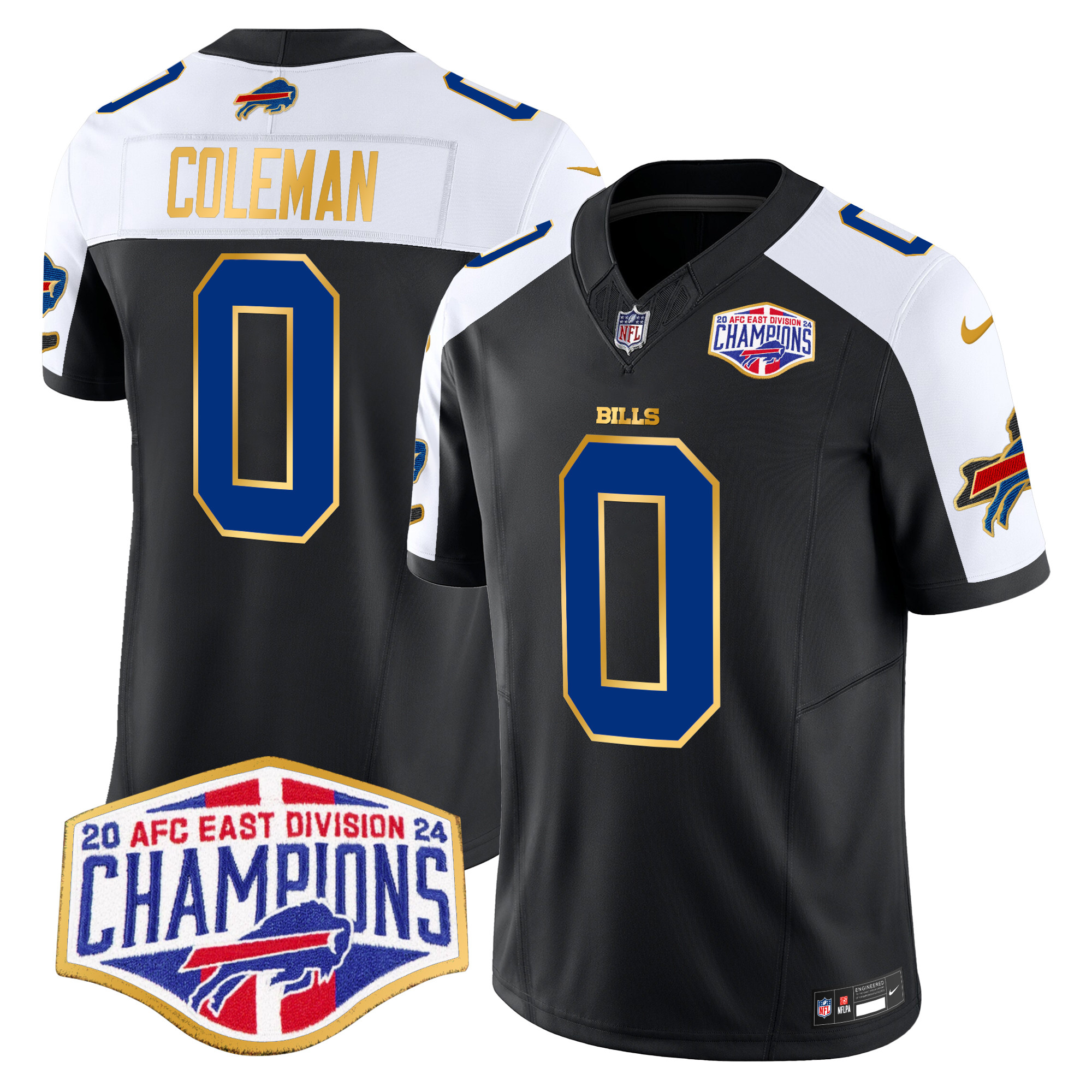 Men's Keon Coleman Buffalo Bills 2024 AFC East Division Champions Gold Trim Vapor Limited Black Alternate Jersey - All Stitched