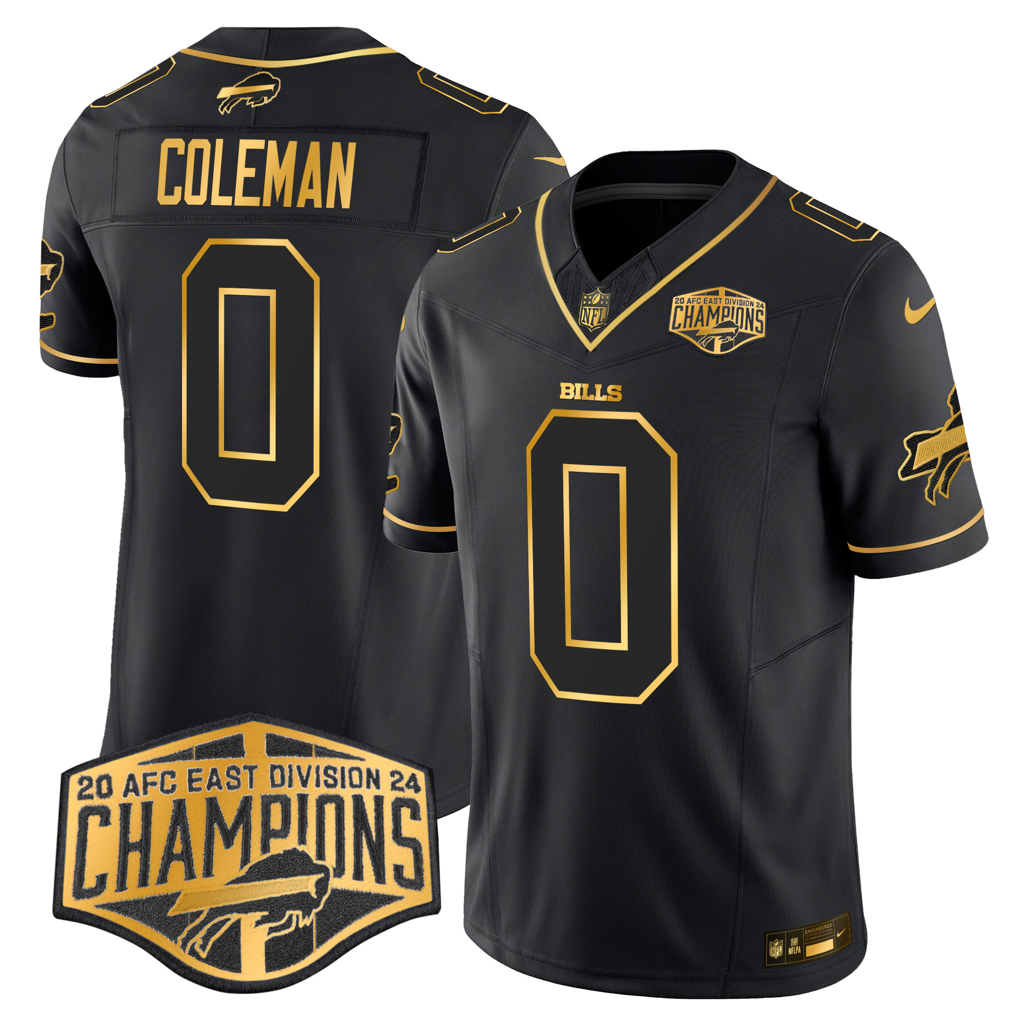 Men's Keon Coleman Buffalo Bills 2024 AFC East Division Champions Gold Vapor Limited Black Gold Jersey - All Stitched