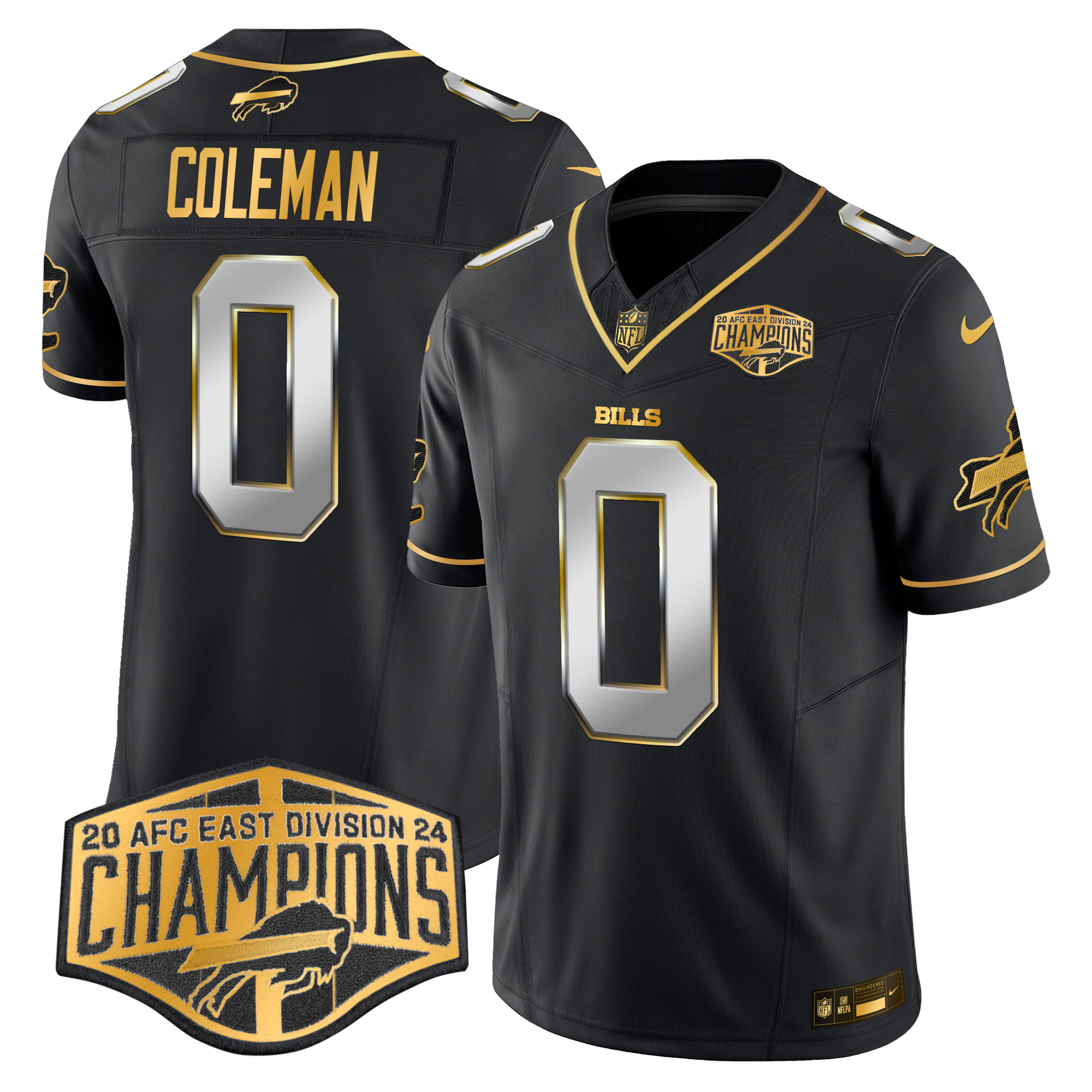 Men's Keon Coleman Buffalo Bills 2024 AFC East Division Champions Gold Vapor Limited Black Limited Jersey - All Stitched