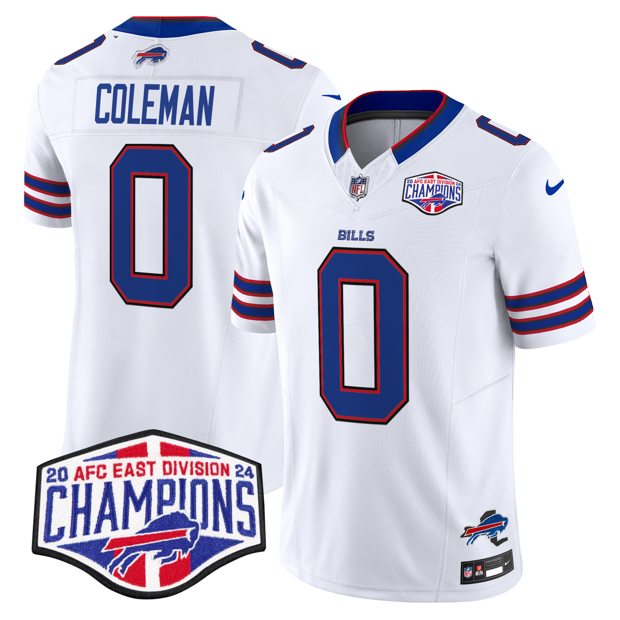 Men's Keon Coleman Buffalo Bills 2024 AFC East Division Champions Vapor Limited White Jersey - All Stitched
