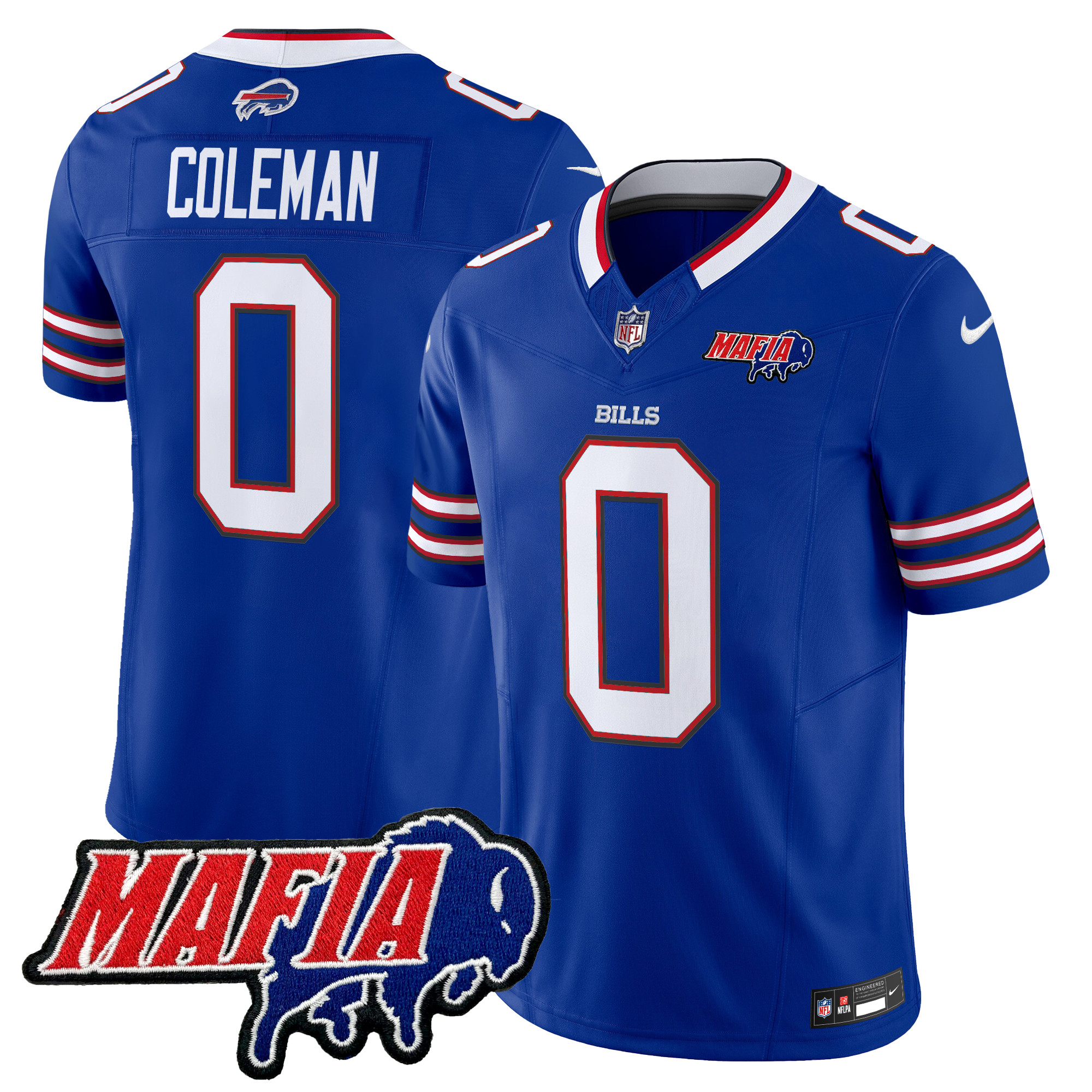 Men's Keon Coleman Buffalo Bills 2024 Buffalo Bills Mafia Patch Vapor Limited Royal Jersey - All Stitched