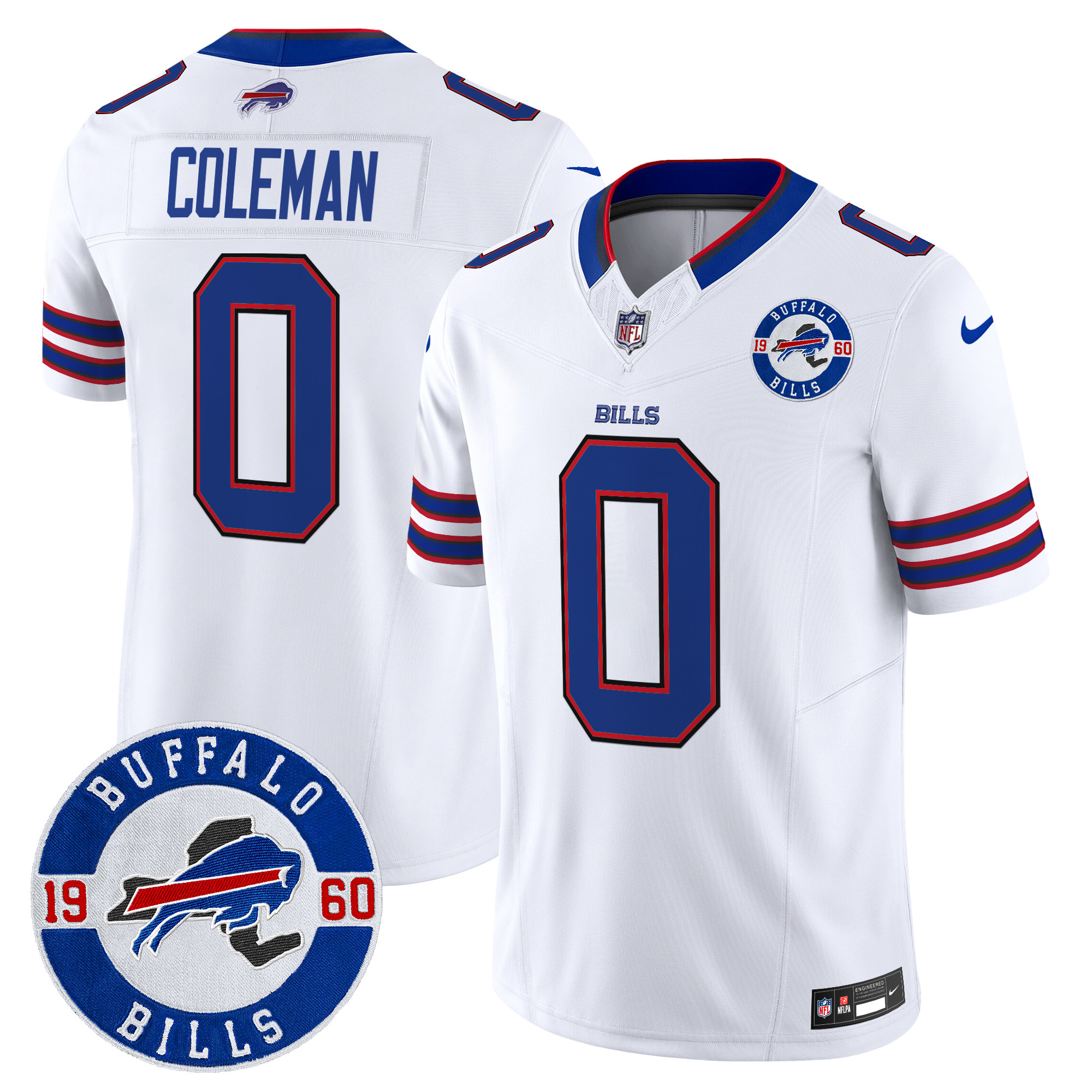 Men's Keon Coleman Buffalo Bills 2024 Vapor Limited White Jersey - All Stitched