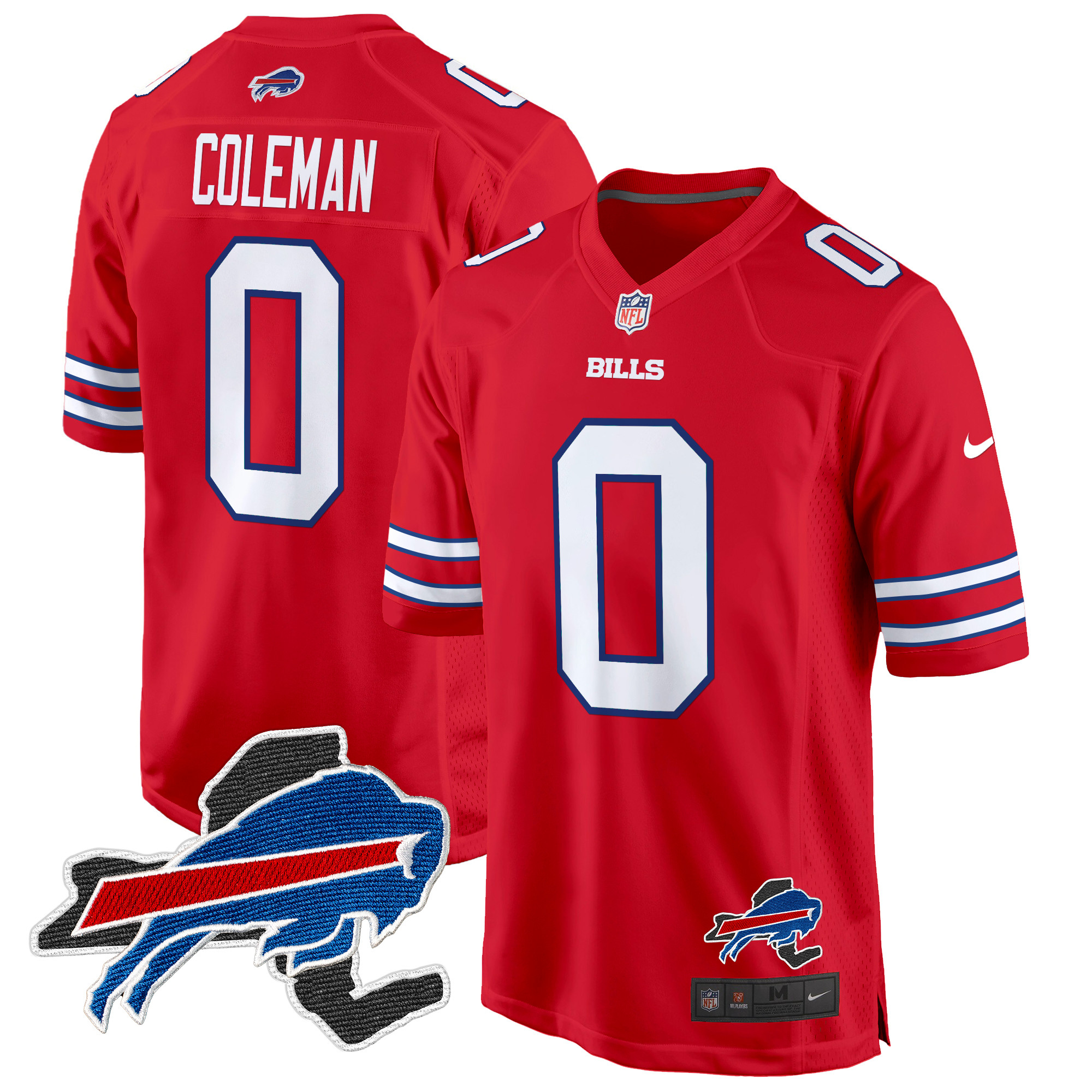 Men's Keon Coleman Buffalo Bills New York Patch Game Red Jersey - All Stitched