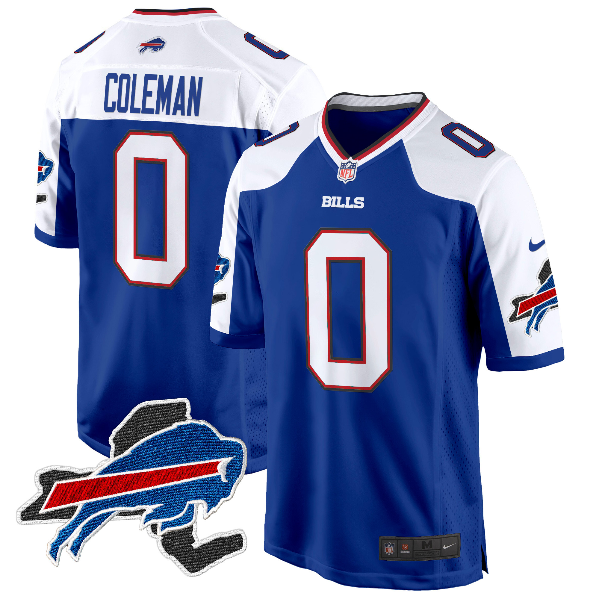 Men's Keon Coleman Buffalo Bills New York Patch Game Royal Alternate Jersey - All Stitched