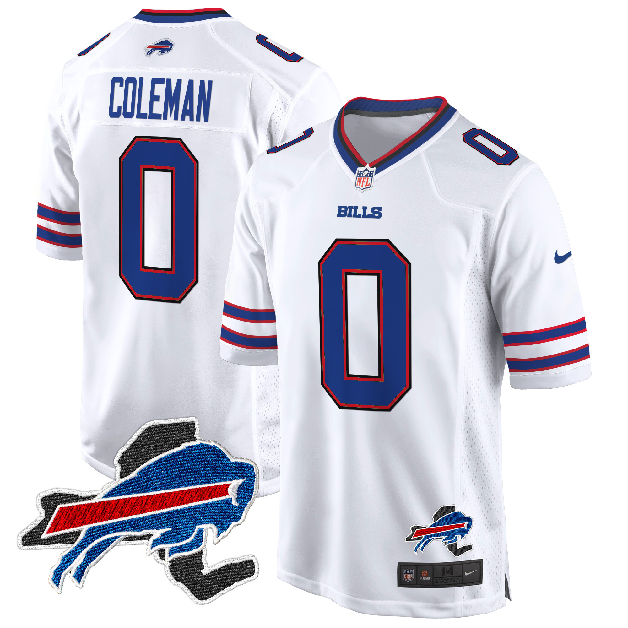 Men's Keon Coleman Buffalo Bills New York Patch Game White Jersey - All Stitched