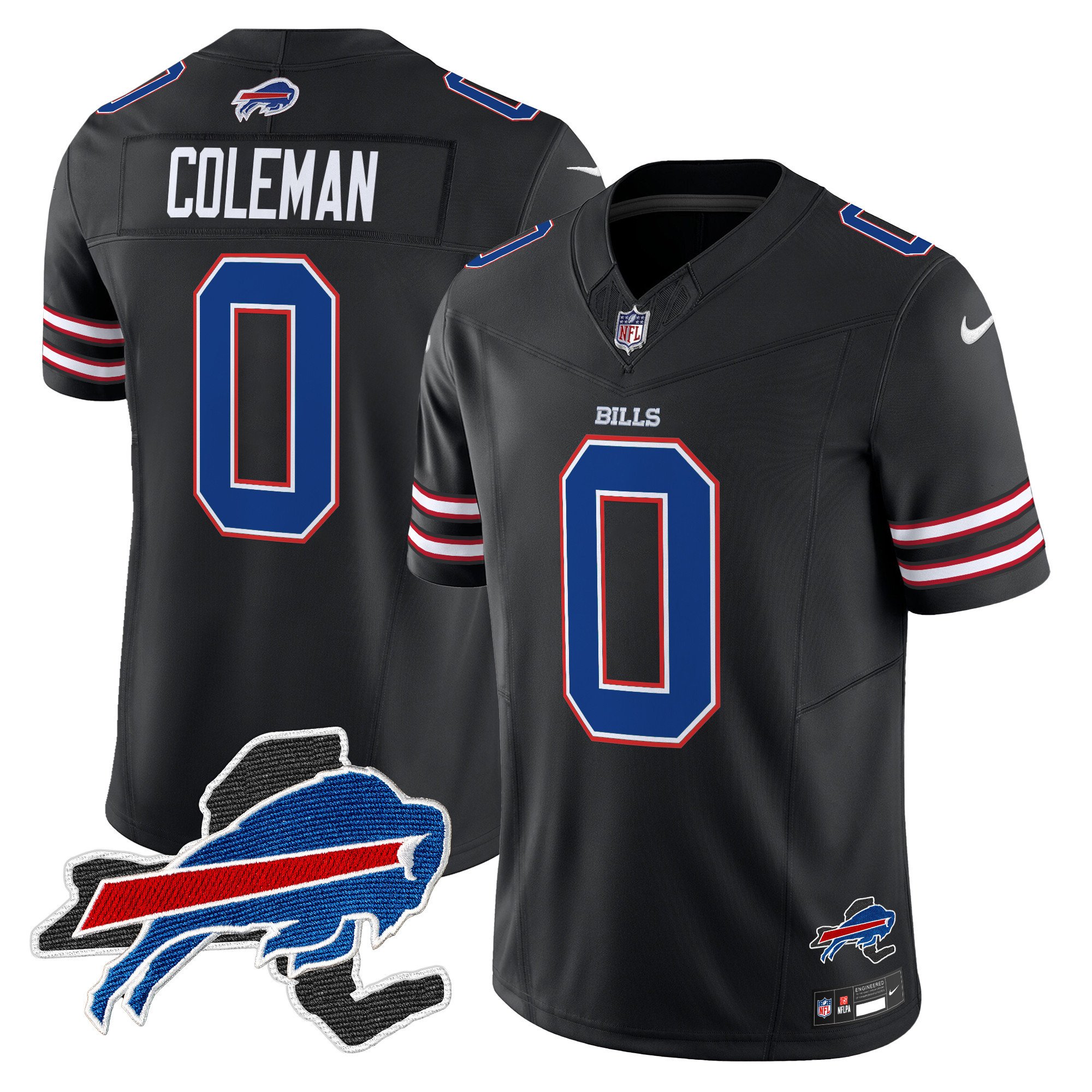 Men's Keon Coleman Buffalo Bills New York Patch Vapor Limited Black Jersey V3 - All Stitched