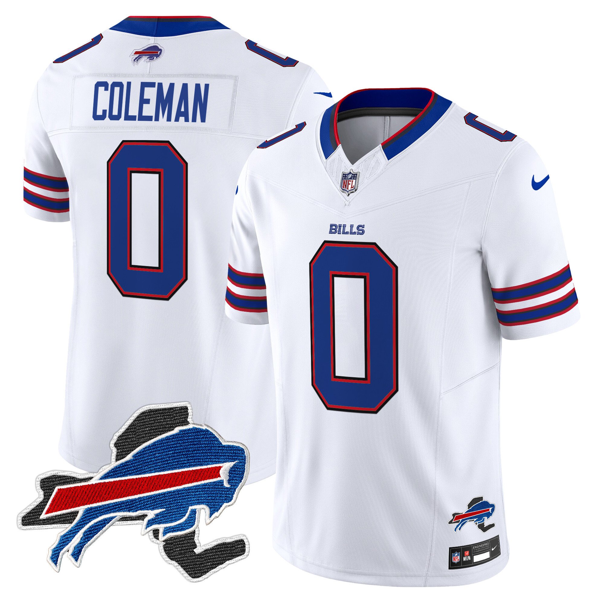 Men's Keon Coleman Buffalo Bills New York Patch Vapor Limited White Jersey V3 - All Stitched