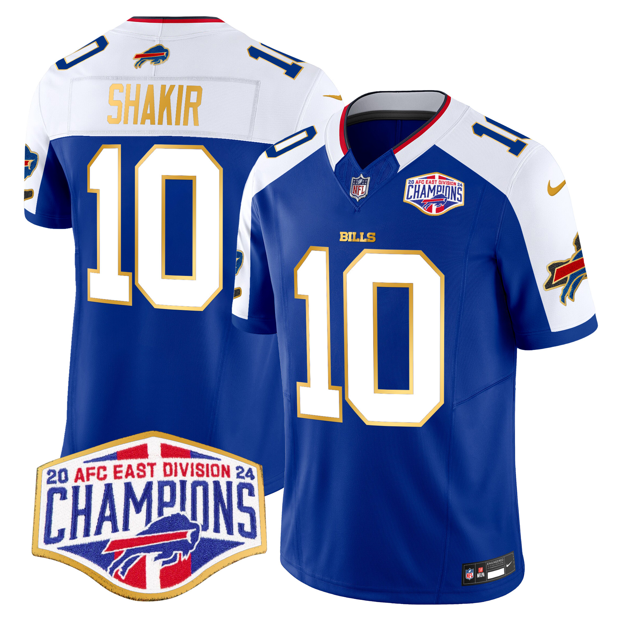 Men's Khalil Shakir Buffalo Bills 2024 AFC East Division Champions Gold Trim Vapor Limited Royal Alternate Jersey - All Stitched