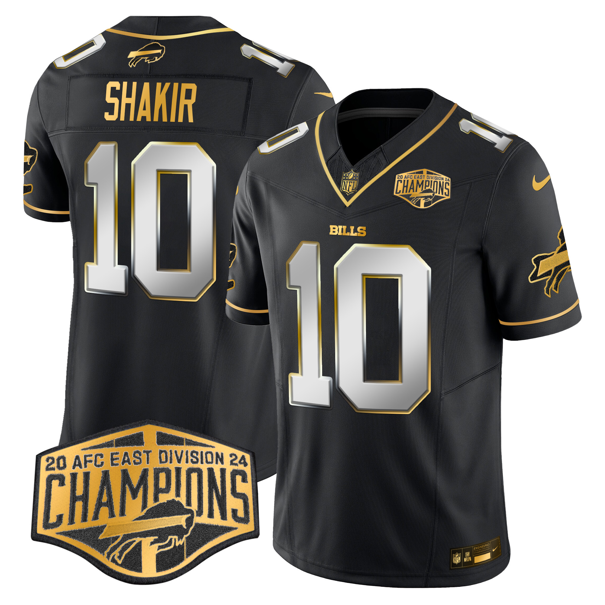 Men's Khalil Shakir Buffalo Bills 2024 AFC East Division Champions Gold Vapor Limited Black Limited Jersey - All Stitched