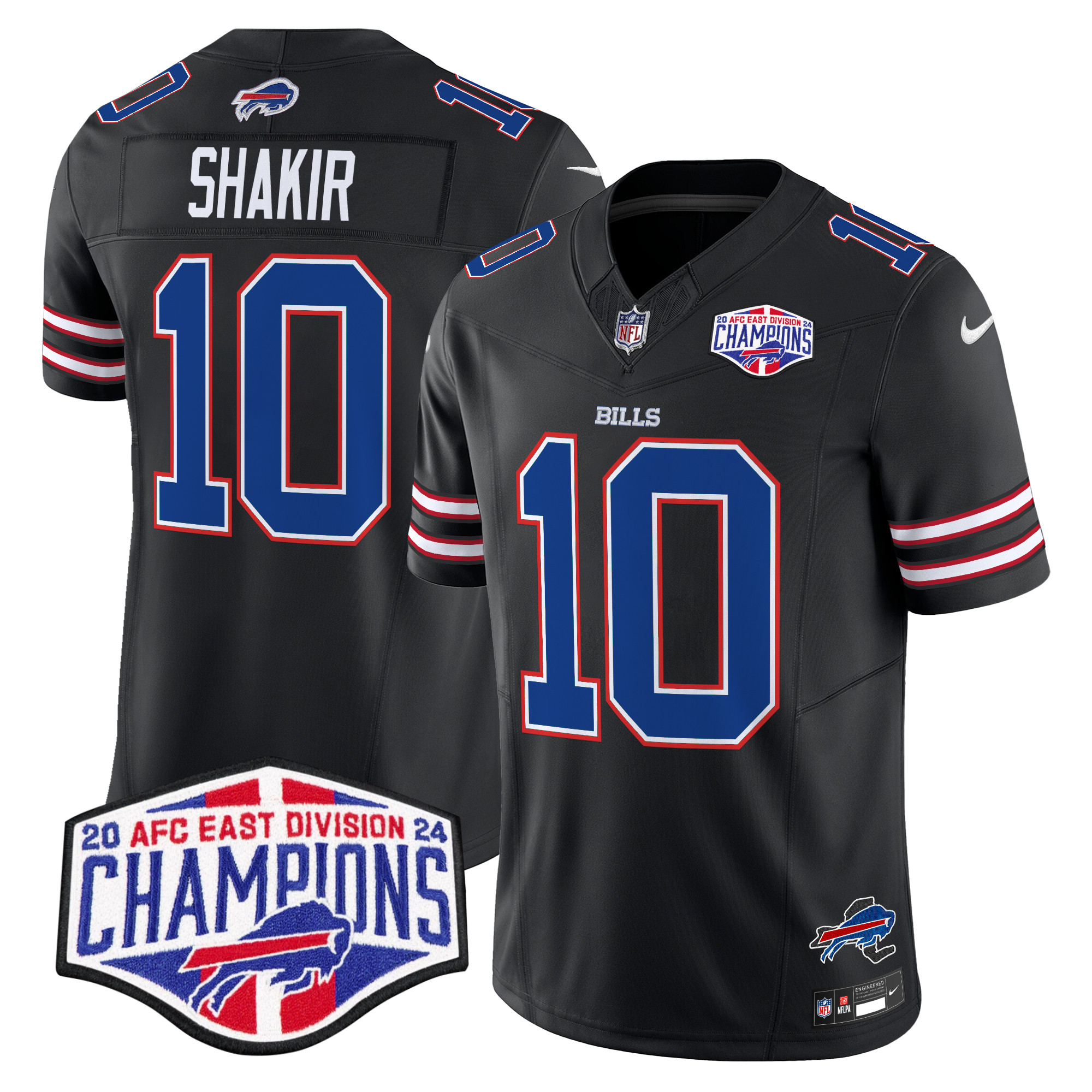 Men's Khalil Shakir Buffalo Bills 2024 AFC East Division Champions Vapor Limited Black Jersey - All Stitched