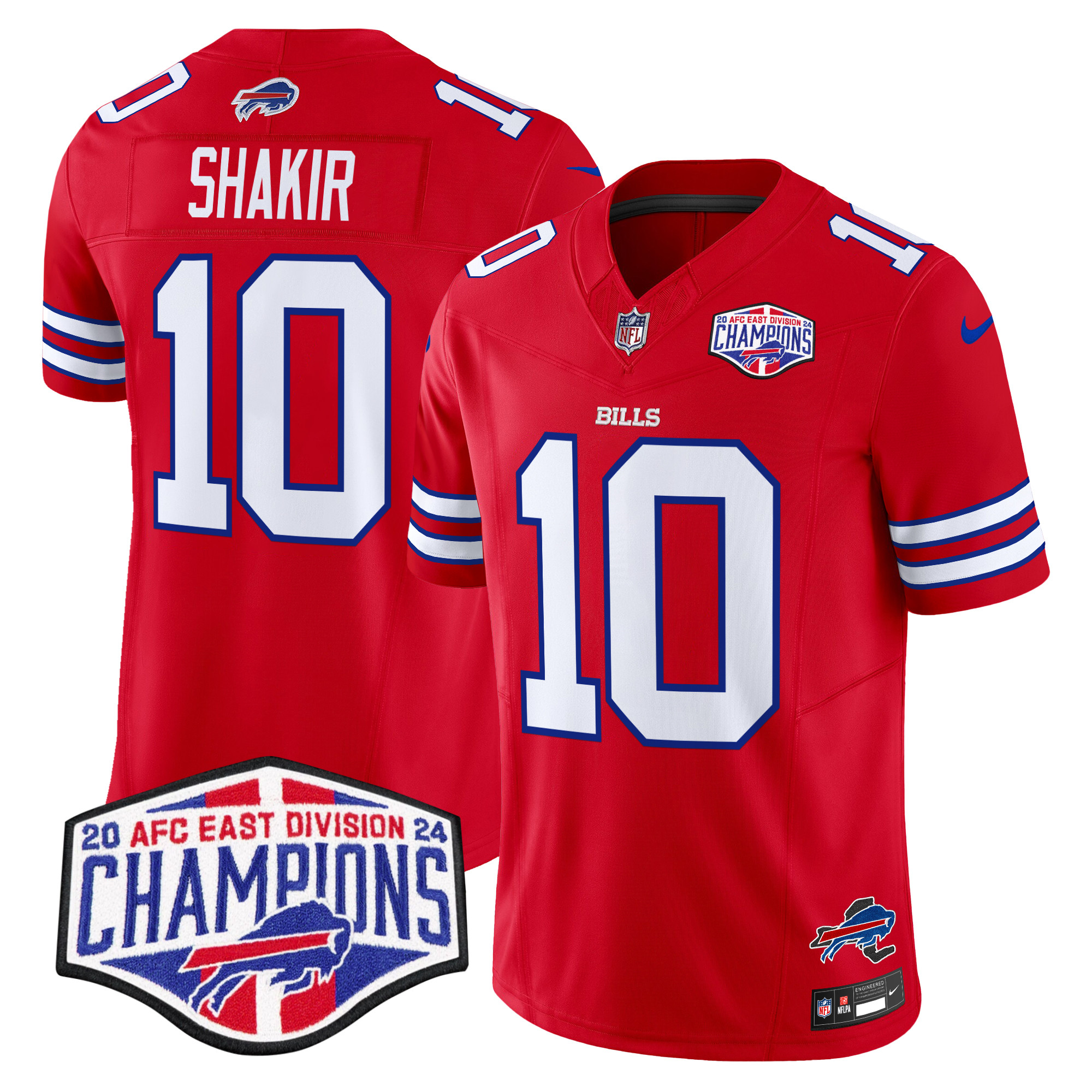 Men's Khalil Shakir Buffalo Bills 2024 AFC East Division Champions Vapor Limited Red Jersey - All Stitched