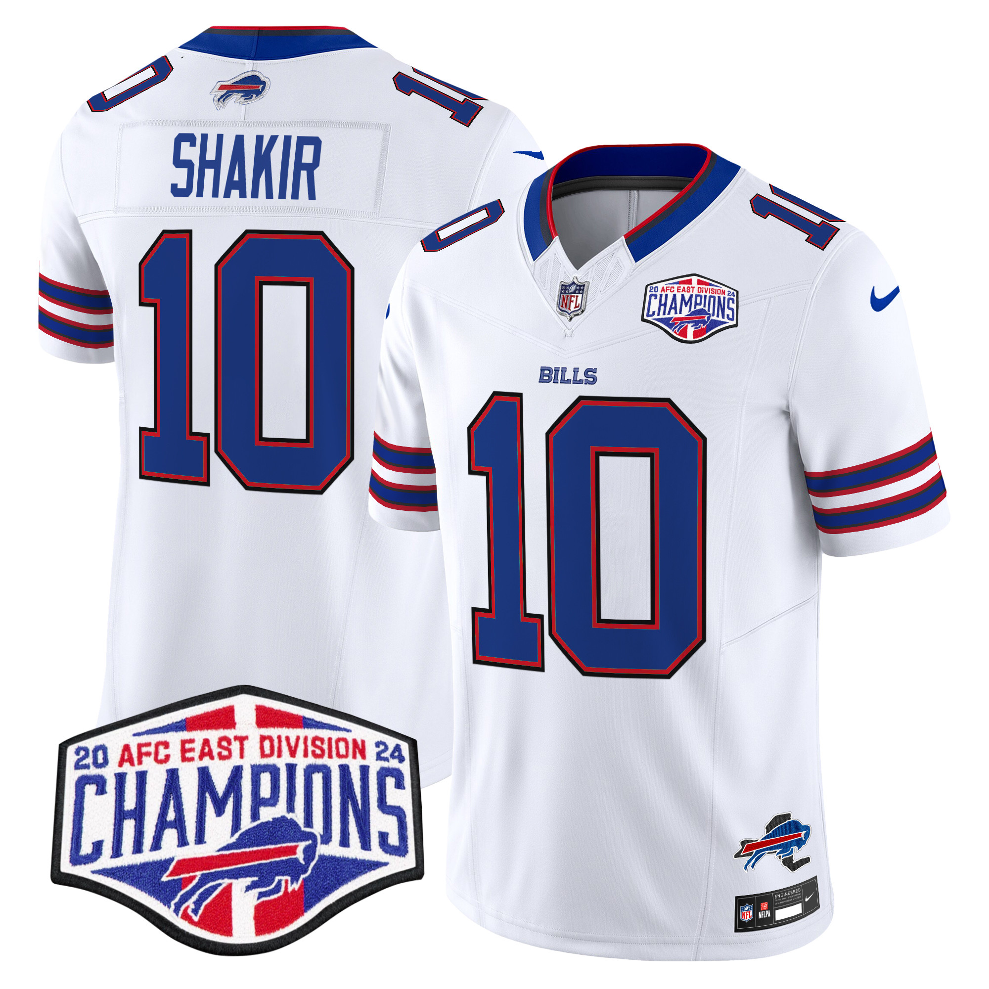 Men's Khalil Shakir Buffalo Bills 2024 AFC East Division Champions Vapor Limited White Jersey - All Stitched