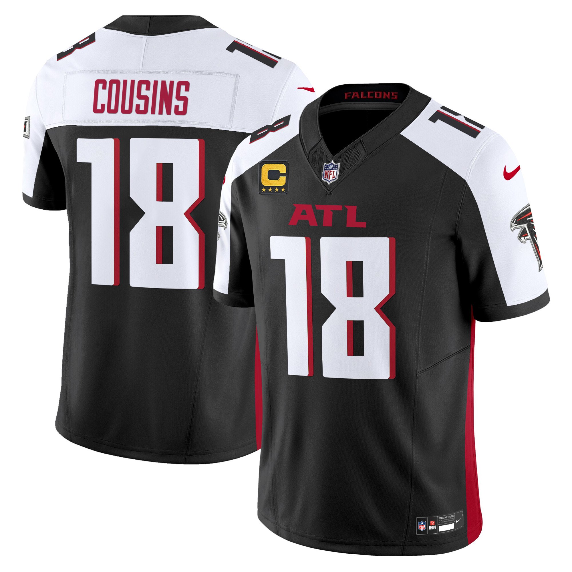 Men's Kirk Cousins Atlanta Falcons 2024 Vapor Limited Black Alternate Jersey - All Stitched