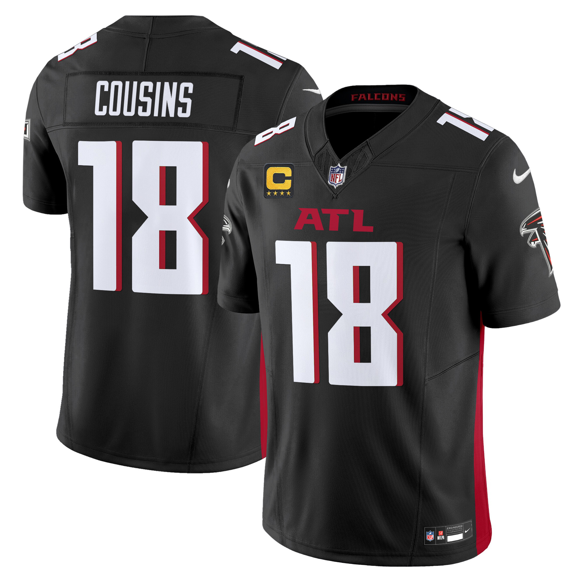 Men's Kirk Cousins Atlanta Falcons 2024 Vapor Limited Black Jersey - All Stitched
