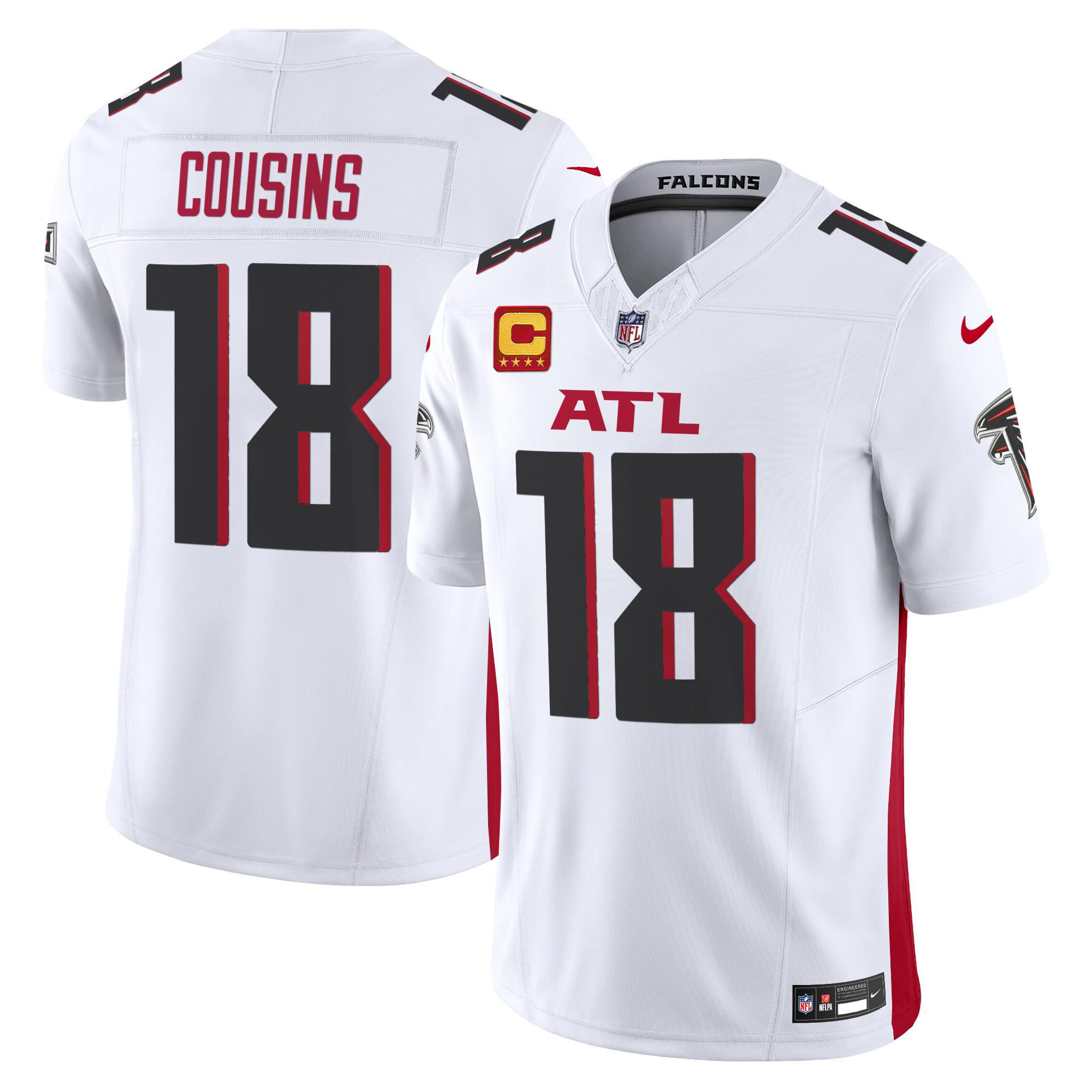 Men's Kirk Cousins Atlanta Falcons 2024 Vapor Limited White Jersey - All Stitched