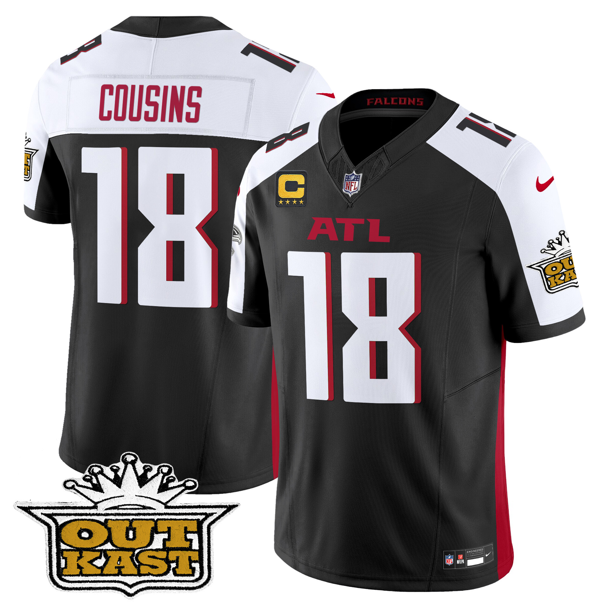 Men's Kirk Cousins Outkast x Atlanta Falcons 2024 Vapor Limited Black Alternate Jersey - All Stitched
